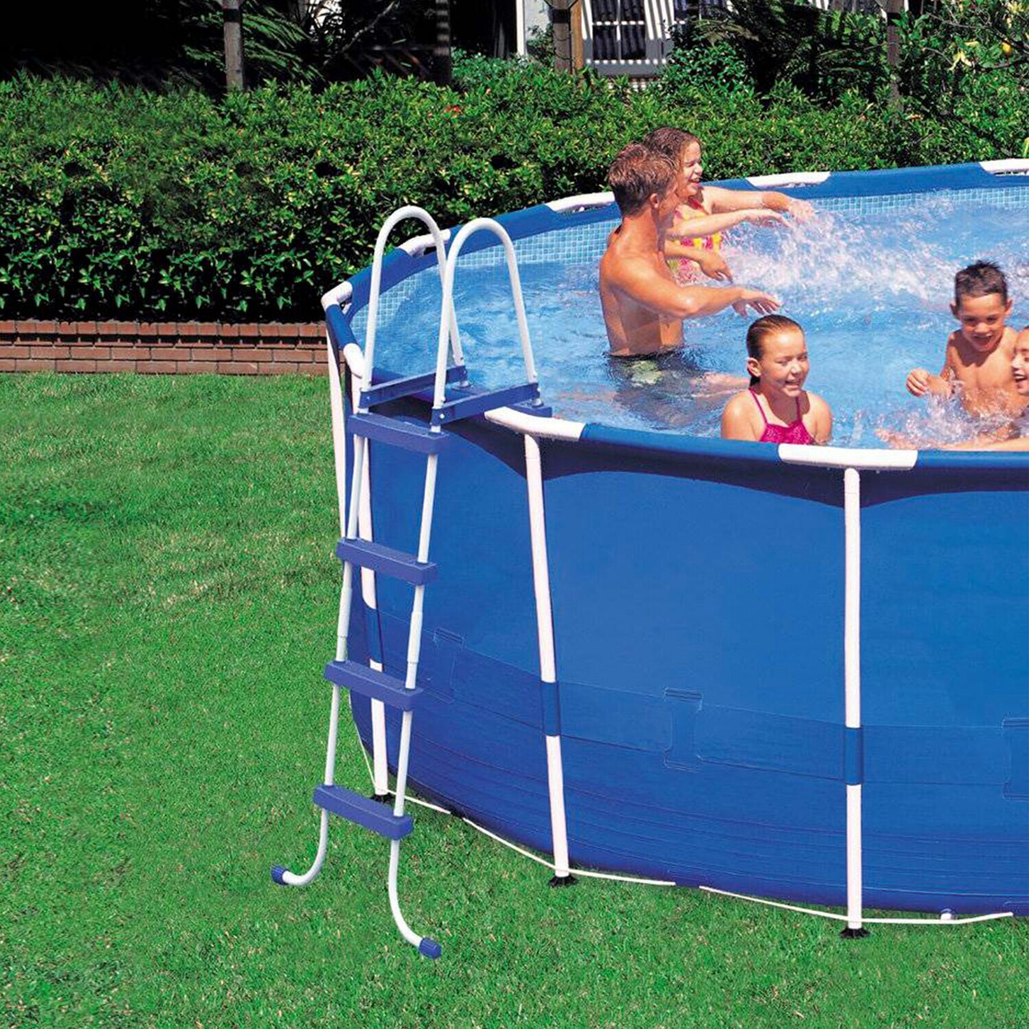 Intex 15-ft x 15-ft x 48-in Metal Frame Round Above-Ground Pool with Filter  Pump,Ground Cloth,Pool Cover and Ladder in the Above-Ground Pools  department at