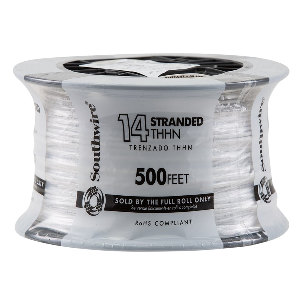 Southwire 500-ft 14 -AWG White Stranded Copper THHN wire ( By-the-roll )