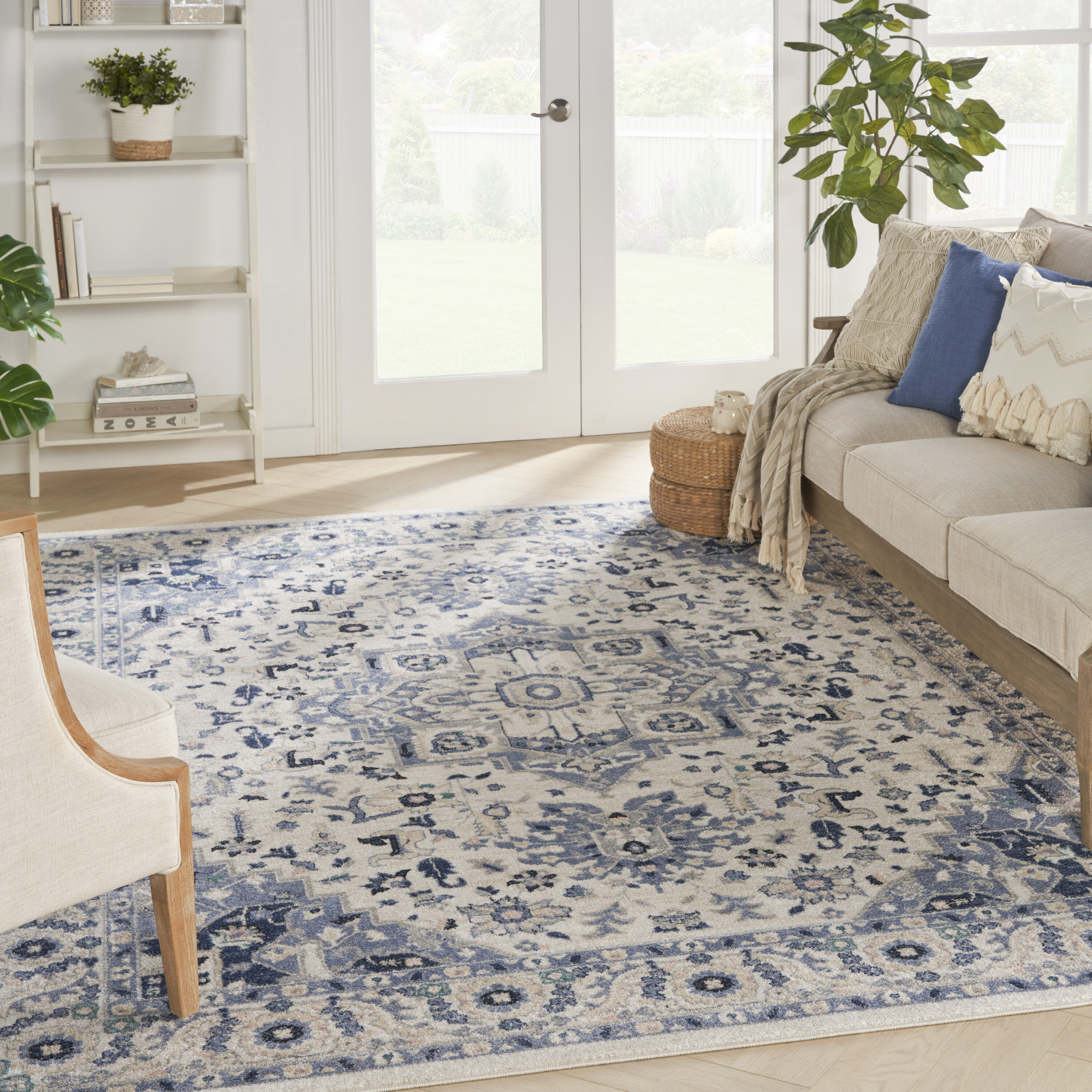 Nourison 099446019059 Passion 8 x 10 (ft) Loomed Polypropylene Ivory/Grey Rectangular Indoor Medallion Bohemian/Eclectic Area rug