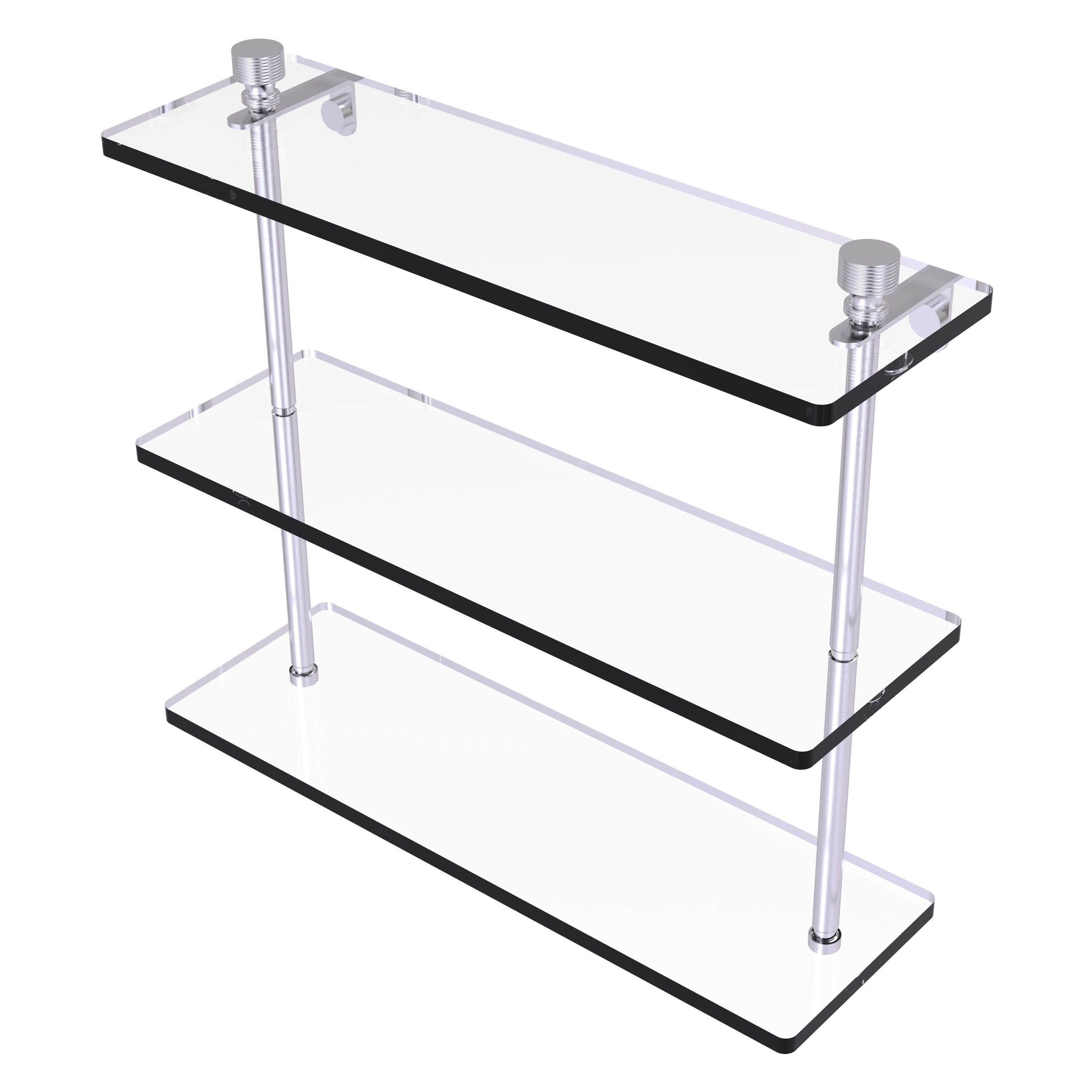 Allied Brass FT-5/16-SCH Foxtrot Satin Chrome 3 -Tier Wall mount Bathroom Shelf ( 16-in x 8-in x 5-in )