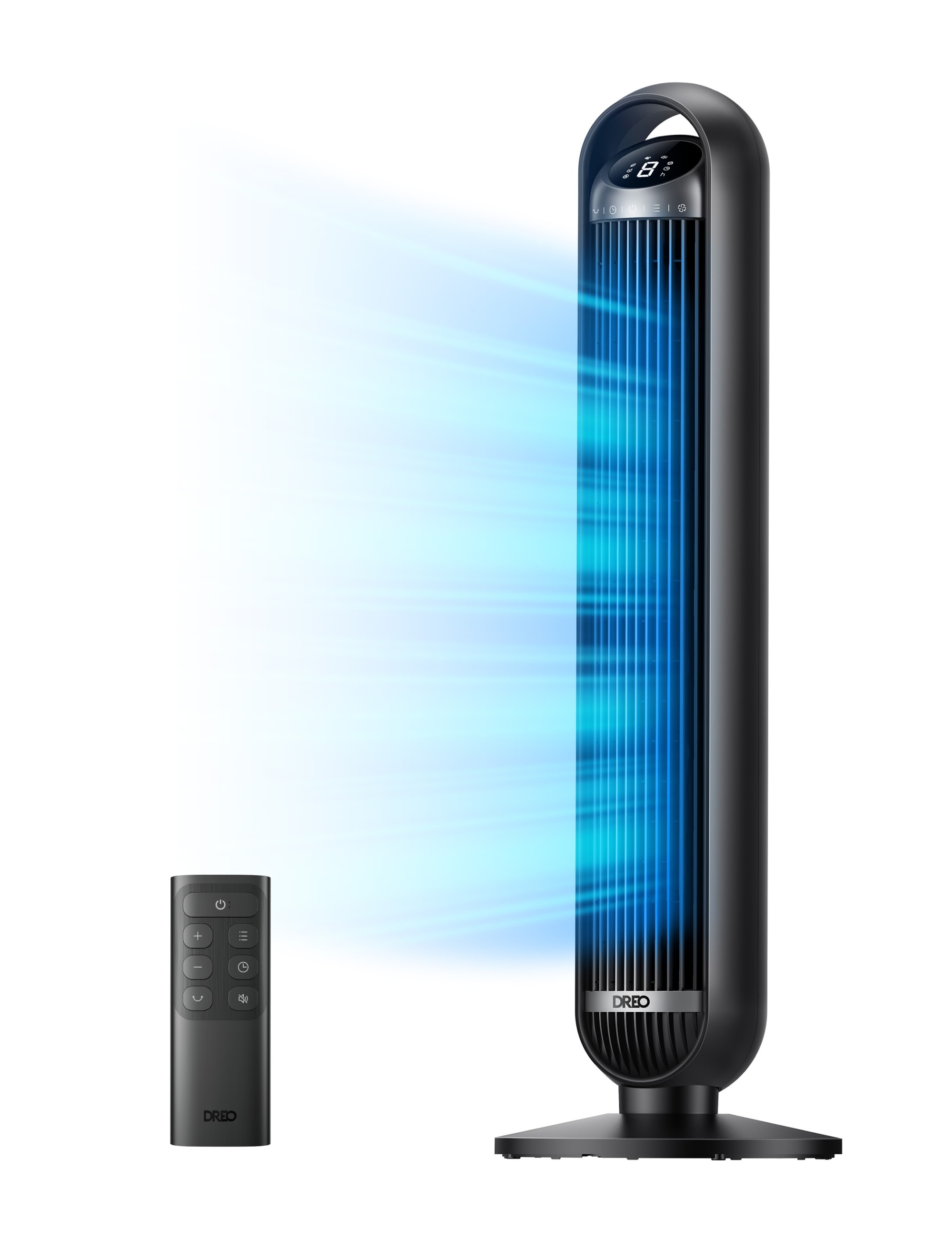 DREO 36-in 120 -Volt High Velocity Indoor Black Oscillating Tower Fan with Remote