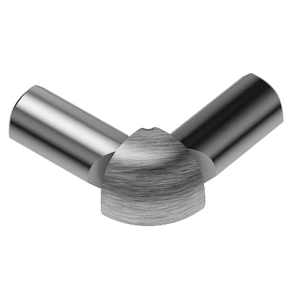 Schluter Systems E2L/RO100ACGB Rondec 0.375-in W x 1-in L Brushed chrome anodized aluminum Aluminum Outside corner Tile Edge Trim