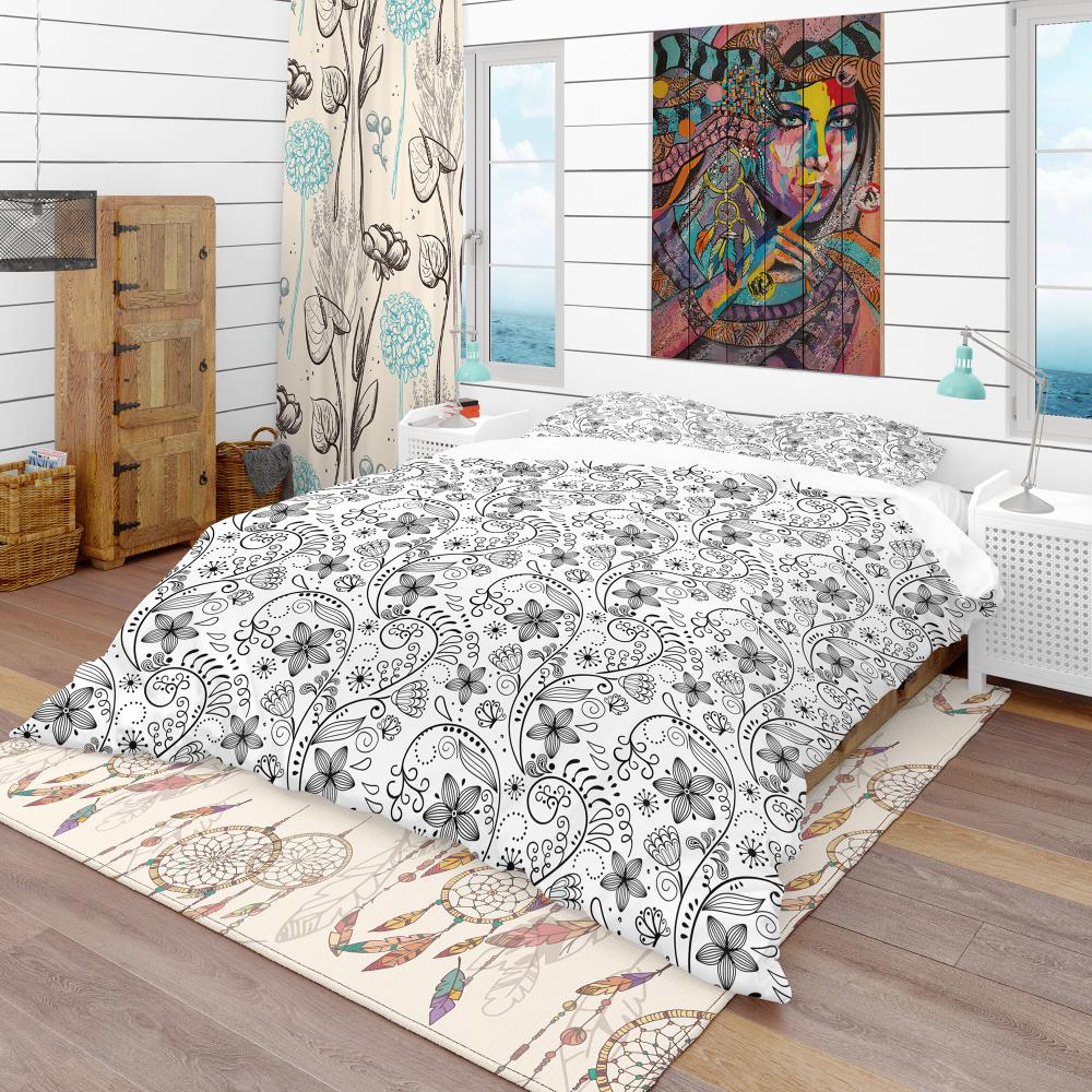 Designart BED18800-K 3 -Piece White King Duvet cover Set