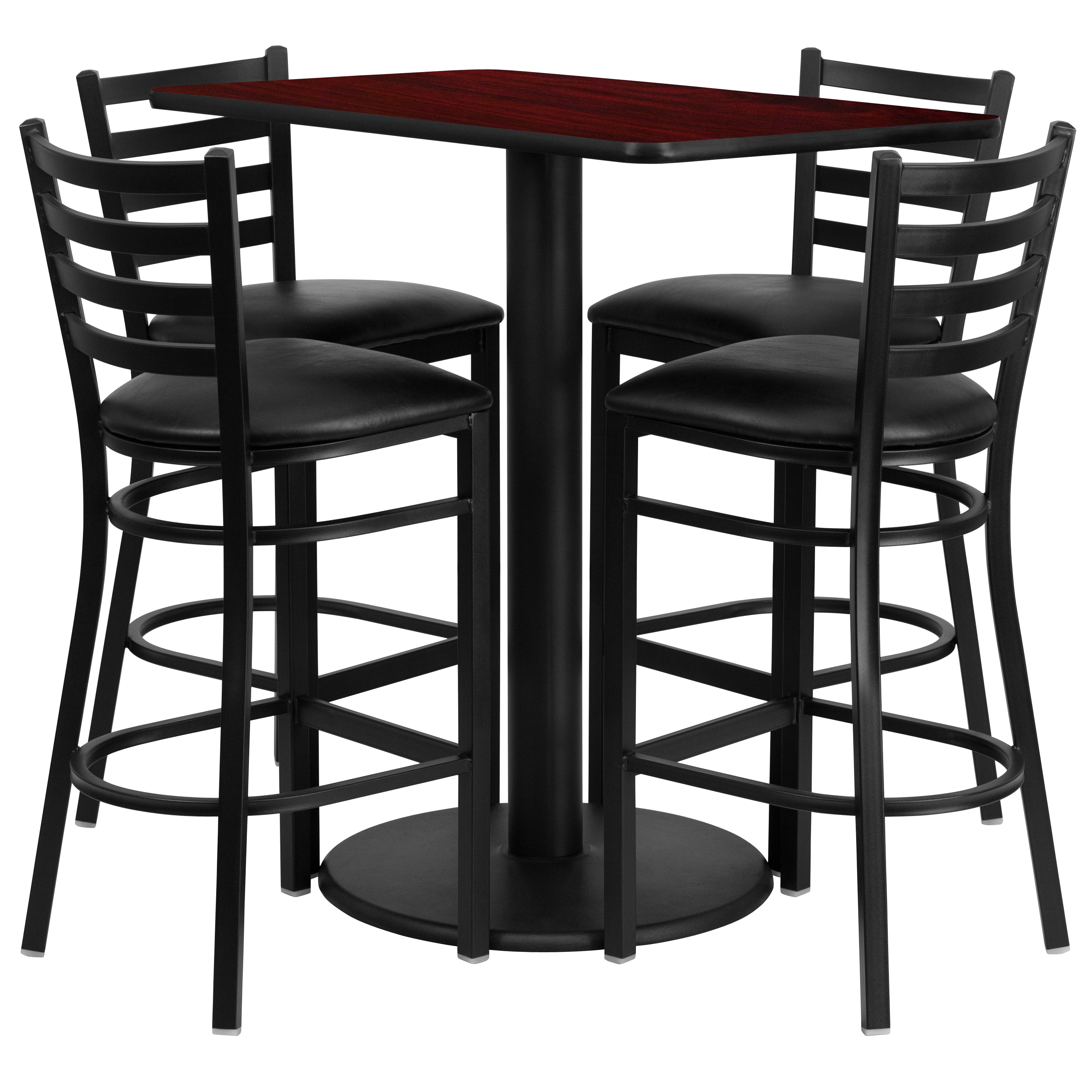 Flash Furniture 847254049221 Mahogany Top/Black Vinyl Seat Traditional Dining Room Set with Rectangular Table ( Seats 4 )