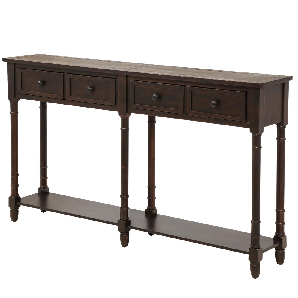 CASAINC Traditional Espresso Console Table with Two Storage Drawers and ...