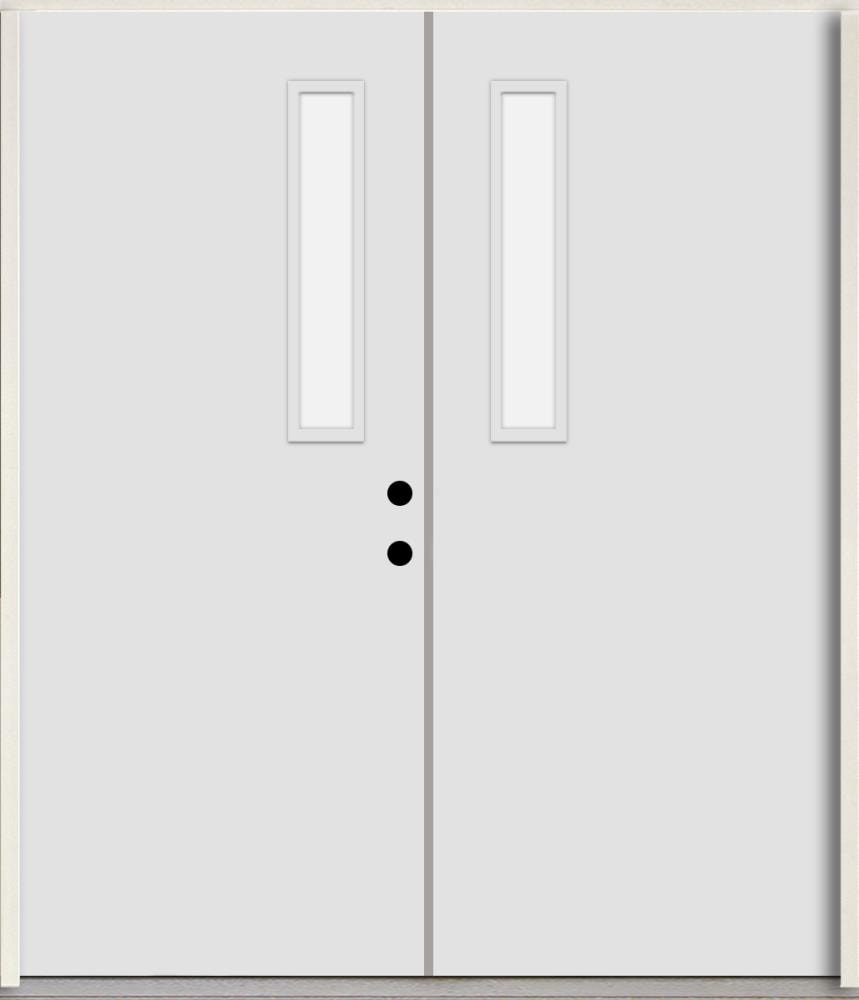 RELIABILT LO1063214 Spotlights 72-in x 80-in x Fiberglass 1/4 lite Left-hand inswing Arctic White Paint Painted Prehung Double Front Door Insulating core