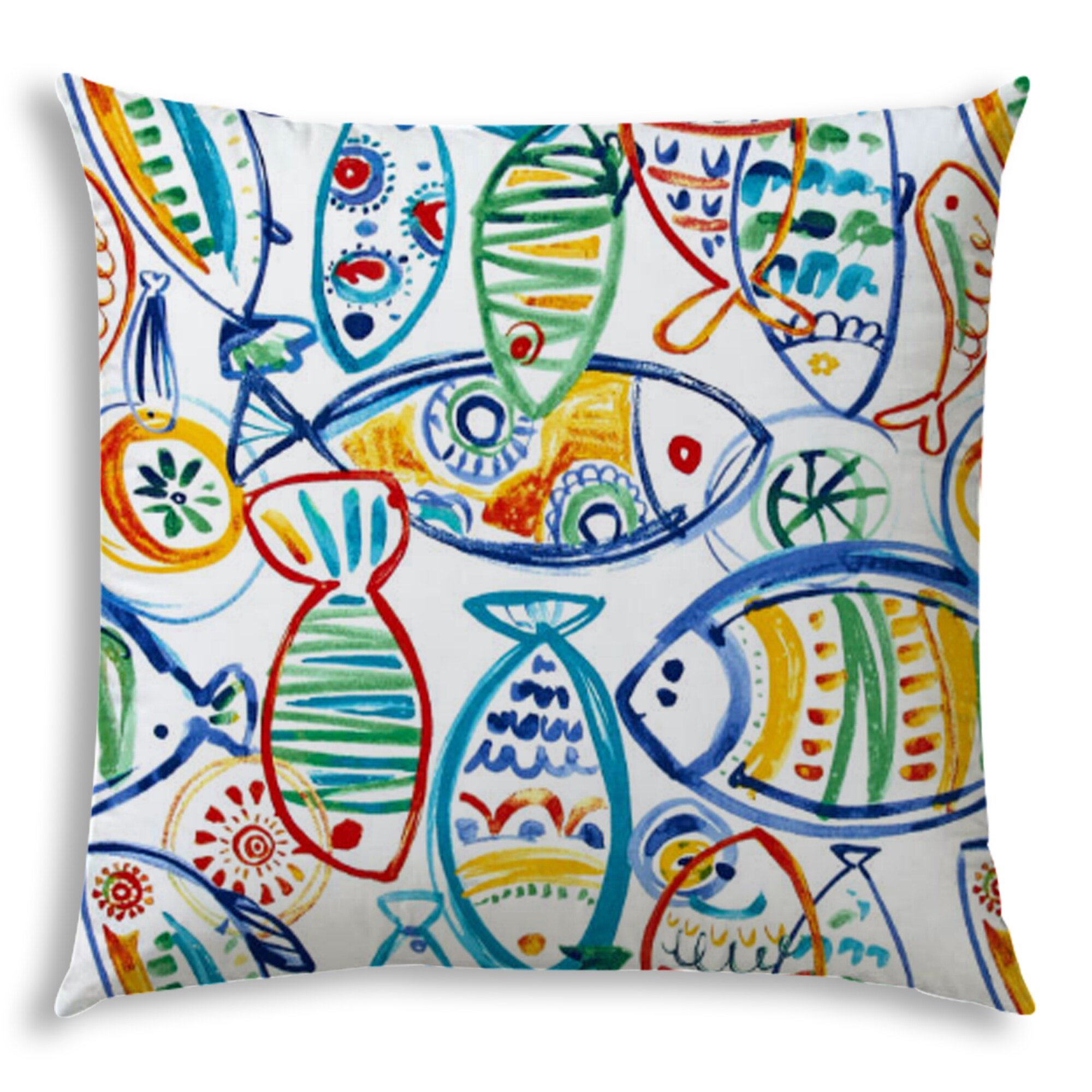 Joita JOJC5109660A 20-in x 20-in Red, Yellow, Orange, Blue, Teal, Turquoise, White Indoor Decorative Pillow