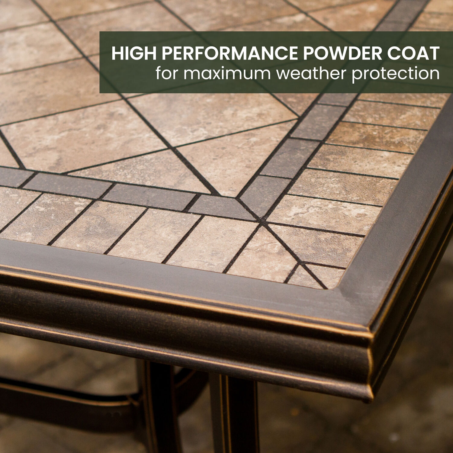 Monaco 7-Piece Brown and Tan Aluminum Outdoor Dining Set with Porcelain Table