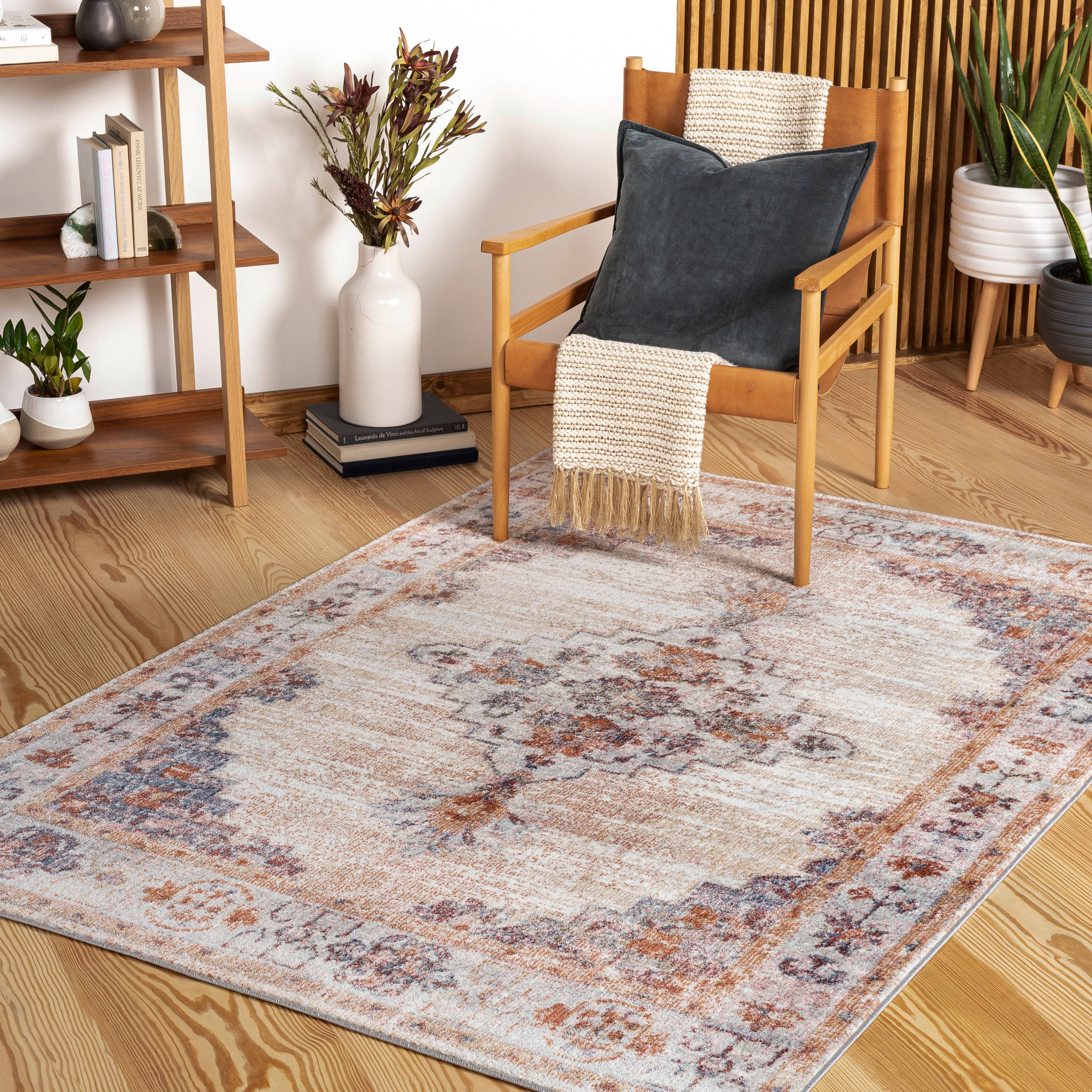 Artistic Weavers BBO2321-71010 Bilbao 8 X 10 (ft) Orange/Denim Indoor Medallion Oriental Area Rug