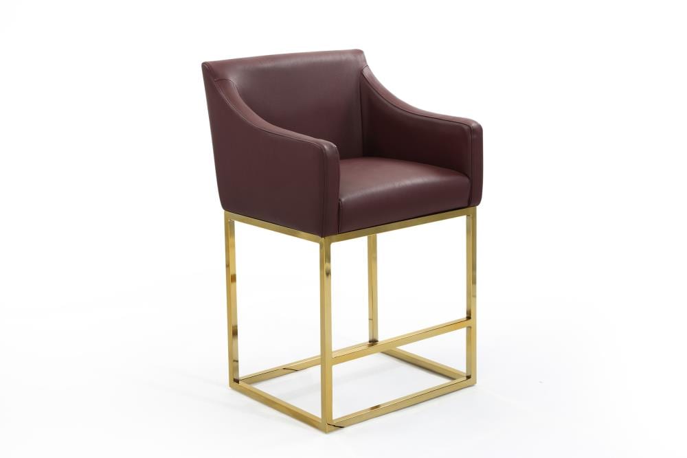Chic Home Design FCS9403-LW Bluebell Wine Small Upholstered Wood Bar Stool with Arms & Back