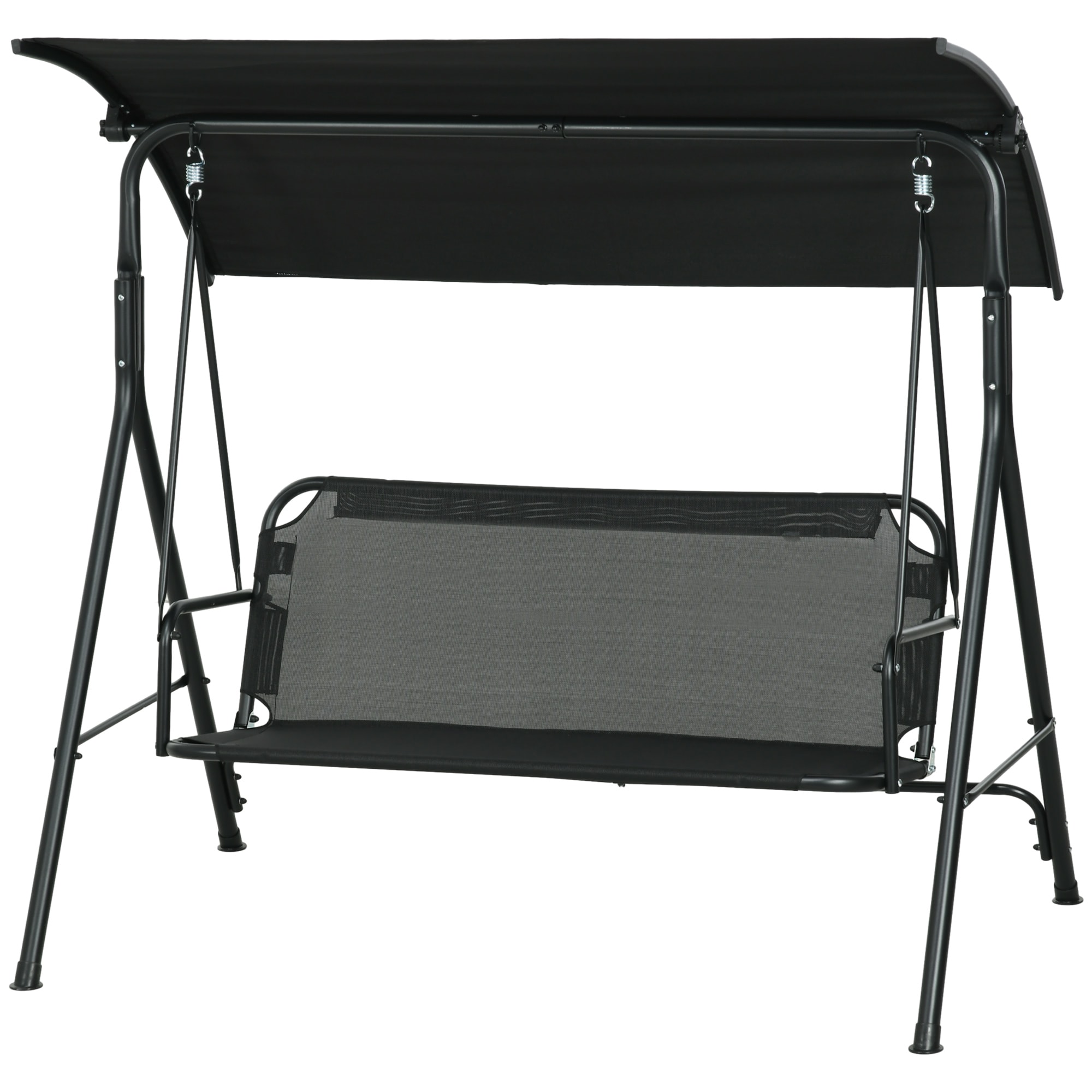 GZMR GZ-AB-74124 3-Seat Outdoor Patio Swing Chair with Removable Cushion 3 -person Black Steel Outdoor Swing