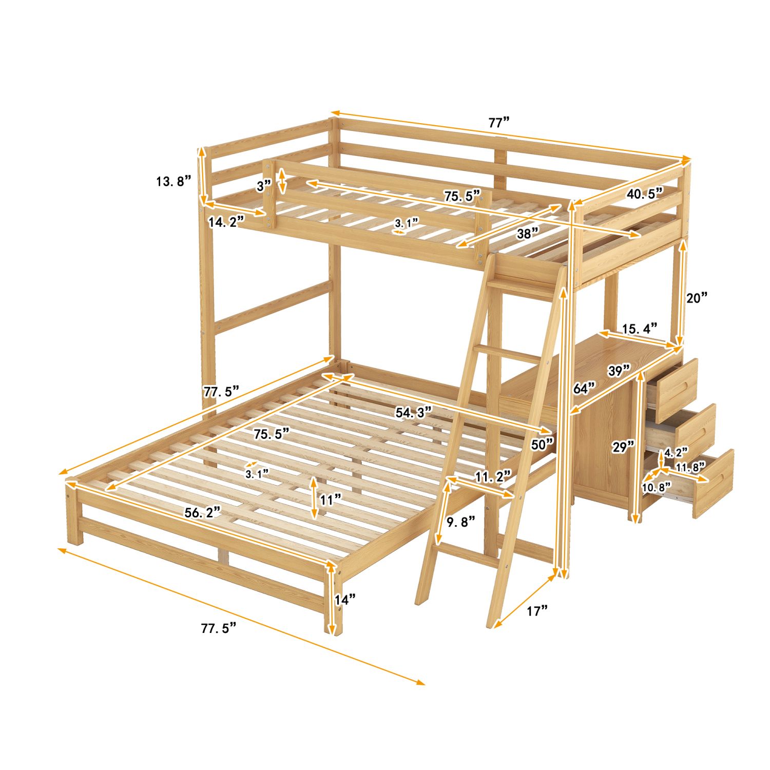 JASMODER Natural Full Composite Platform Bed in the Beds department at ...