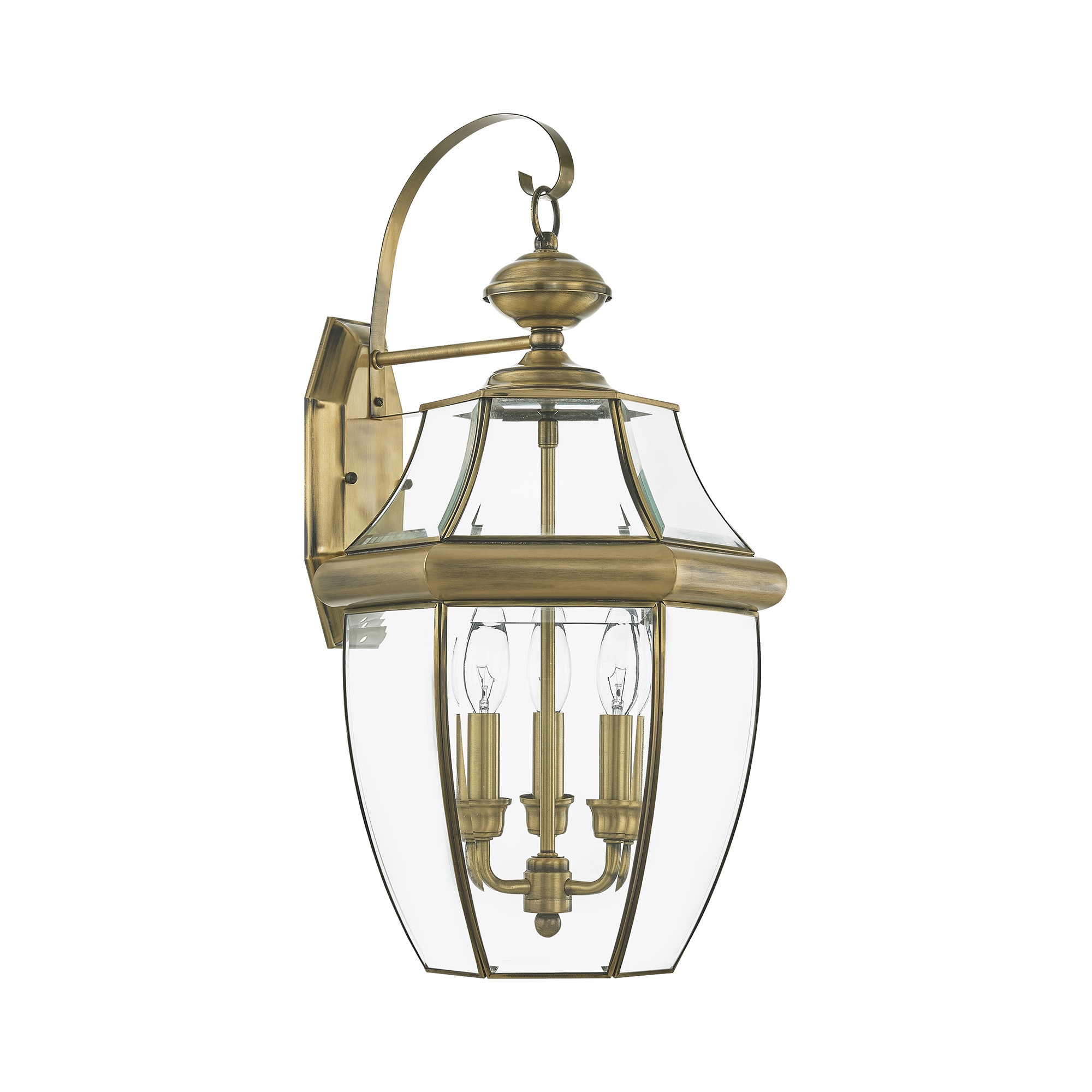 Livex Lighting 2351-01 Monterey 3 -Light 22.5-in H Antique Brass Hardwired Outdoor Wall Light
