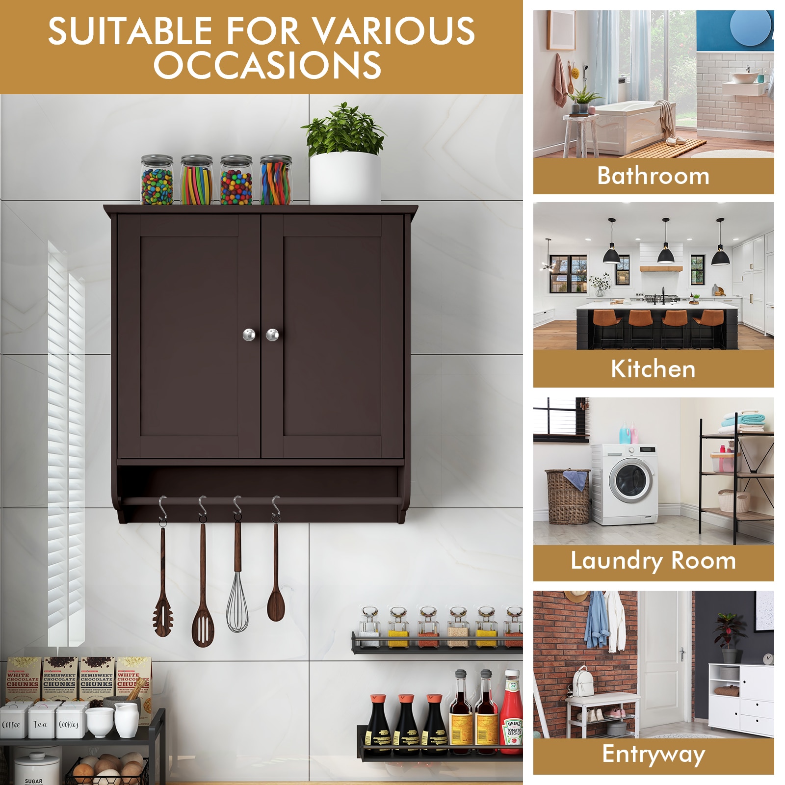 WELLFOR UTG10435BN Bathroom-Wall-Cabinets - View #6