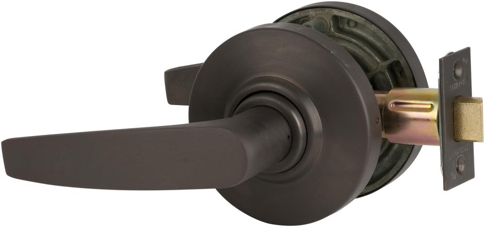 Saturn Lever Design Entry/Office Function Push Button Locking Oil Rubbed Bronze Finish Schlage commercial AL50SAT613 AL Series Grade 2 Cylindrical Lock