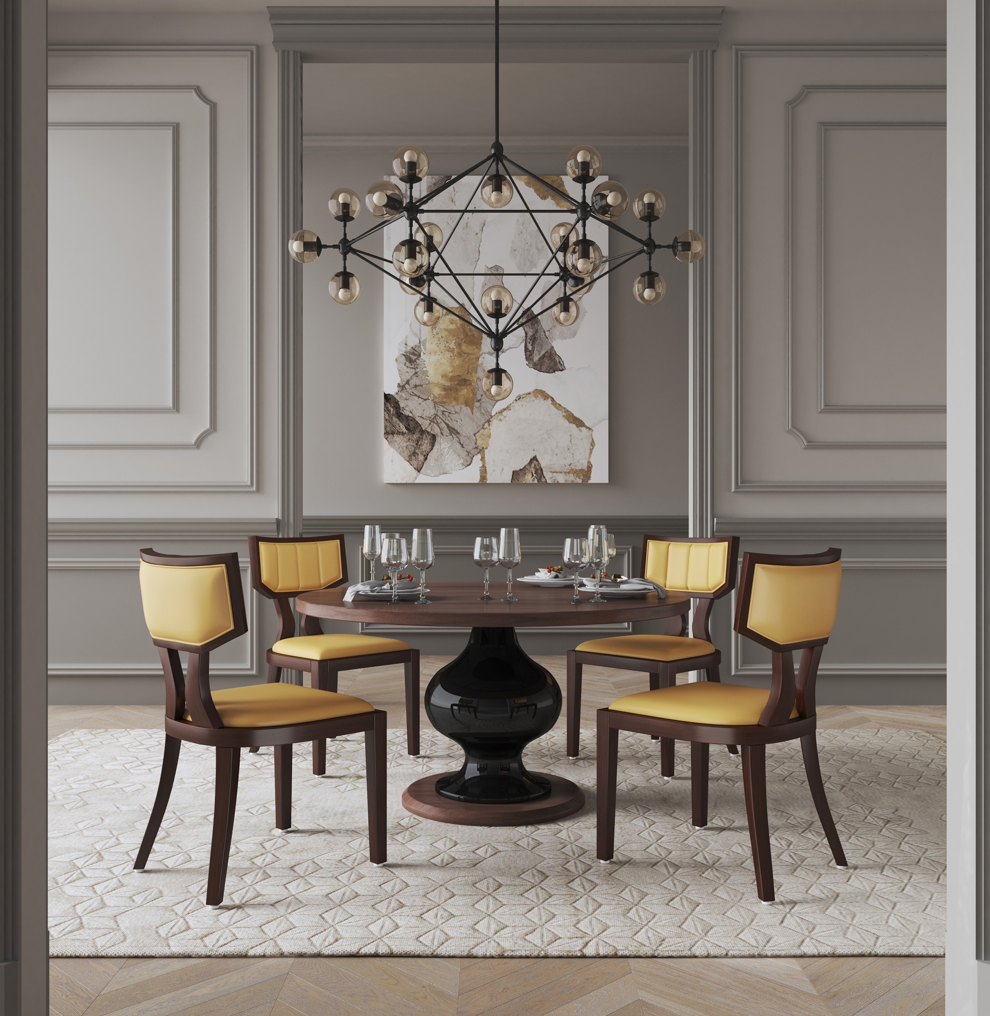 Manhattan Comfort DC001-CL Set of 2 Pulitzer Traditional Faux Leather Upholstered Dining Side Chair (Wood Frame)