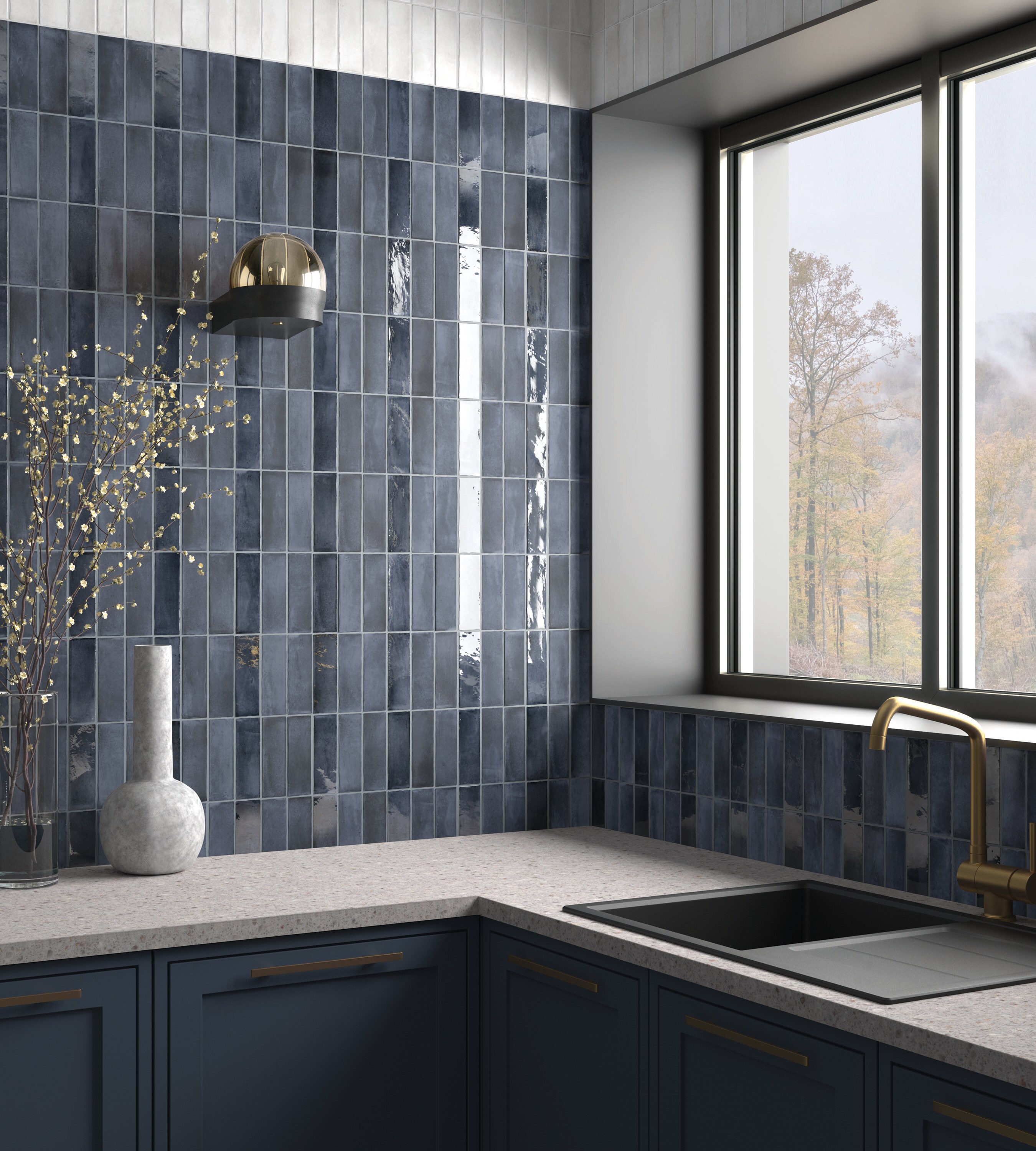 Affinity Tile (Sample) Coco Blue Night 2-in x 6-in Glossy 