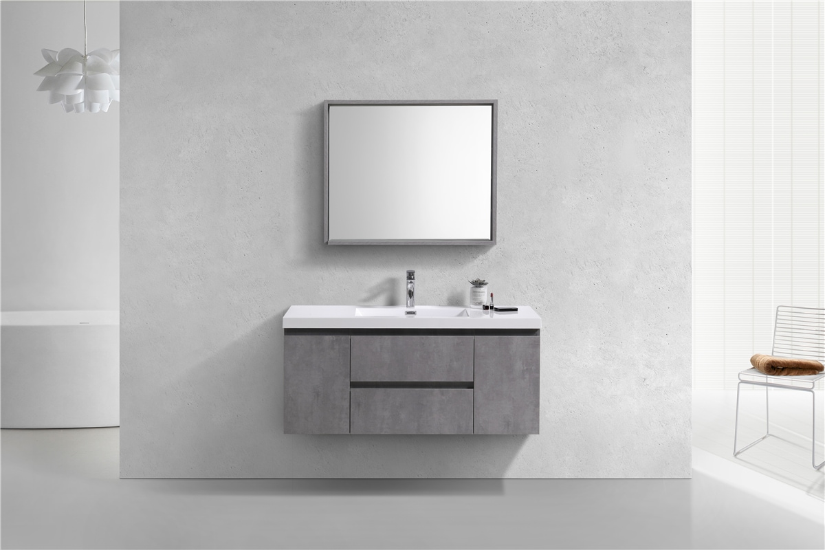 Moreno Bath MOB48S-CG Moreno Bohemia 48-in Cement gray Single sink Floating Bathroom Vanity with Pure white Acrylic Top