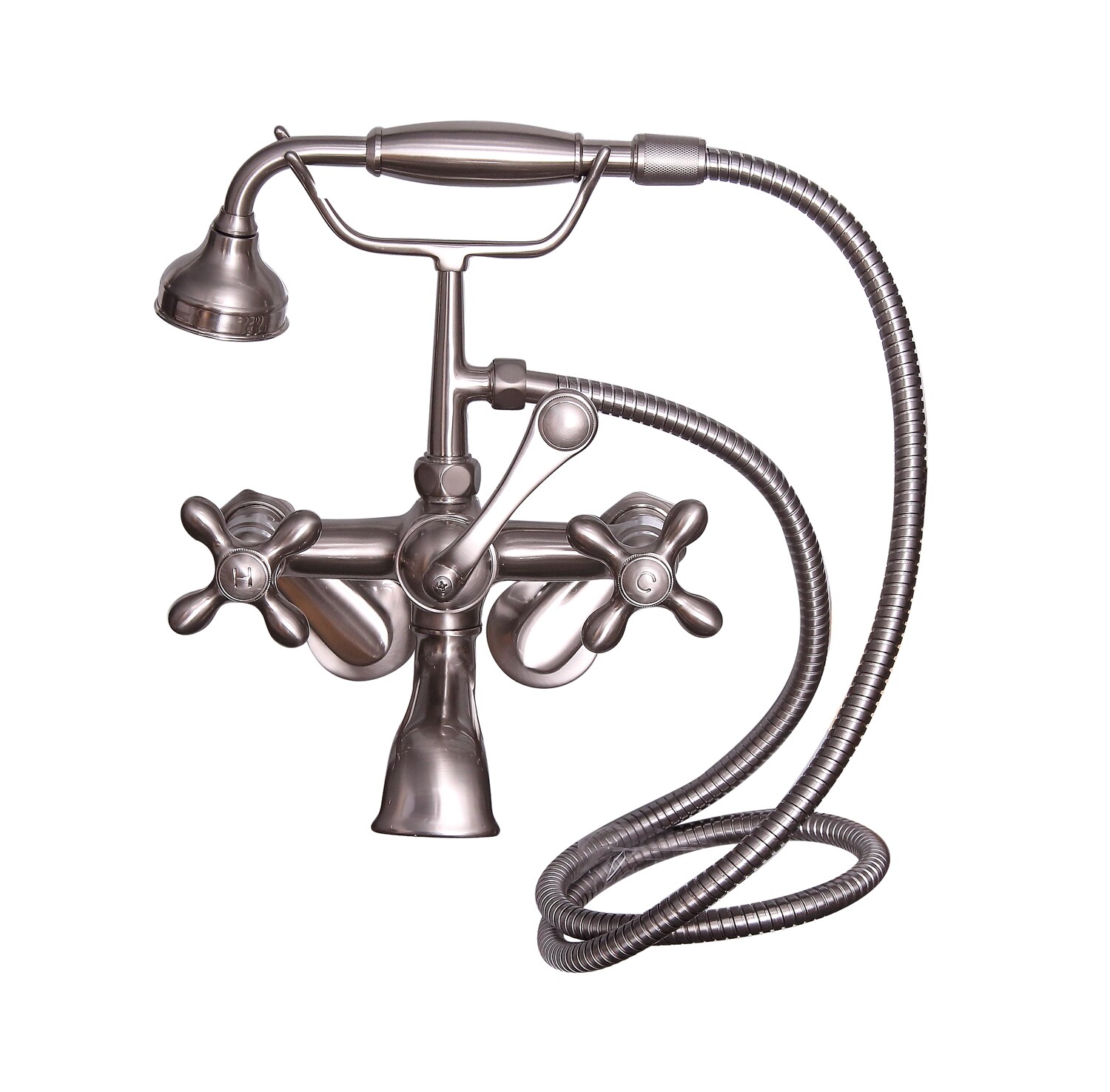 Barclay 4604-MC-BN Brushed nickel 3-handle Wall-mount Low-arc Bathtub Faucet with Hand Shower ( Valve Included )