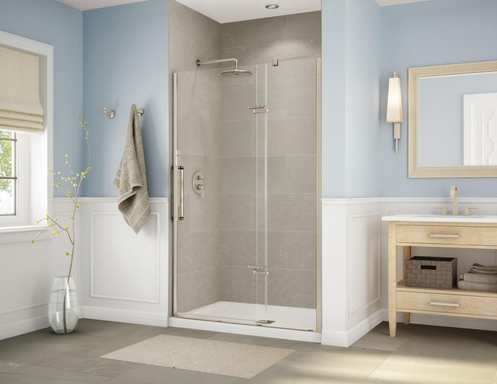 MAAX Bliss Brushed Nickel 71.5-in Frameless Pivot Shower Door in the ...