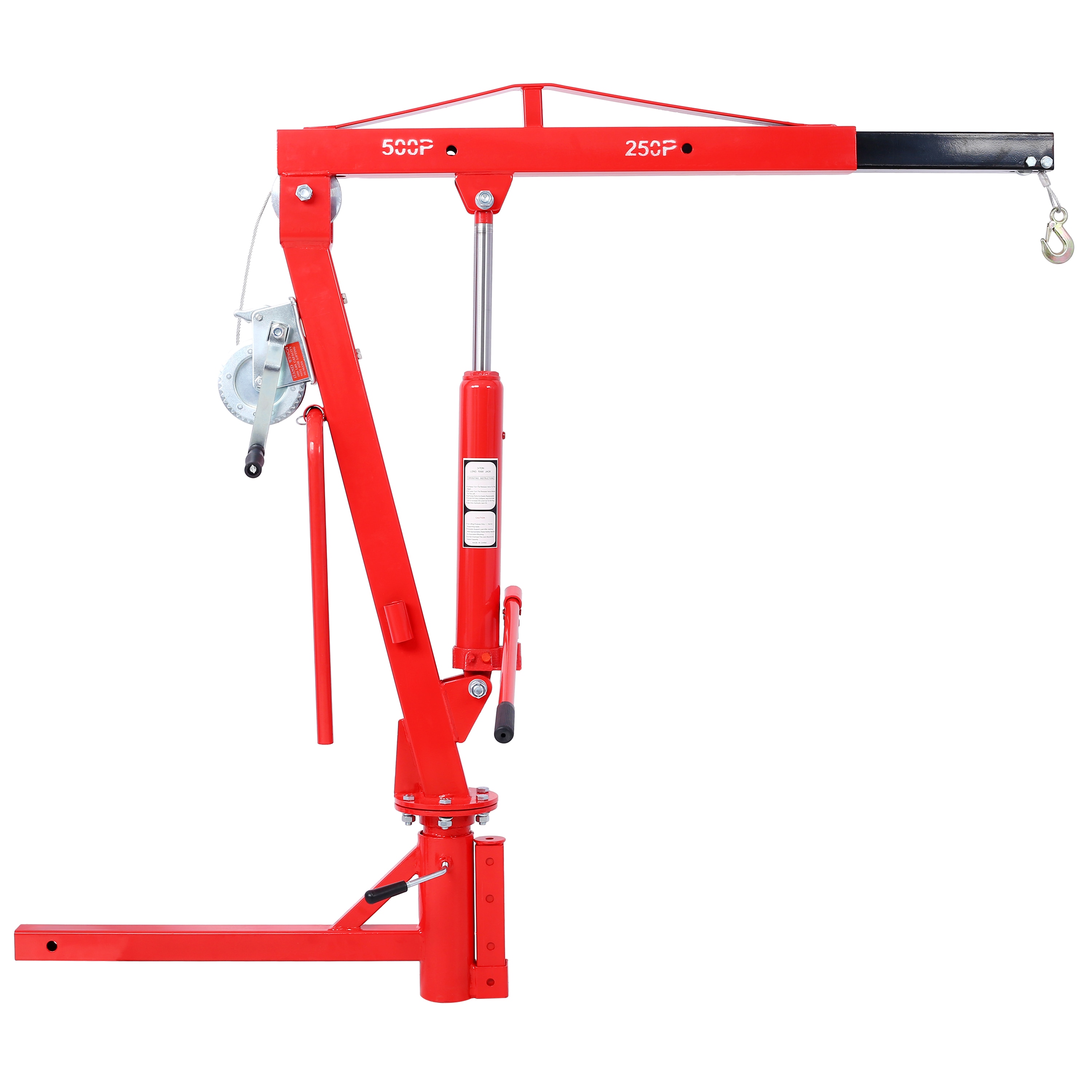 Kahomvis GH-QP214-077 500Lb Pickup Truck Hydraulic PWC Dock Jib Engine Hoist Crane Hitch Mount Lift 2inch Hitch Mount, Red