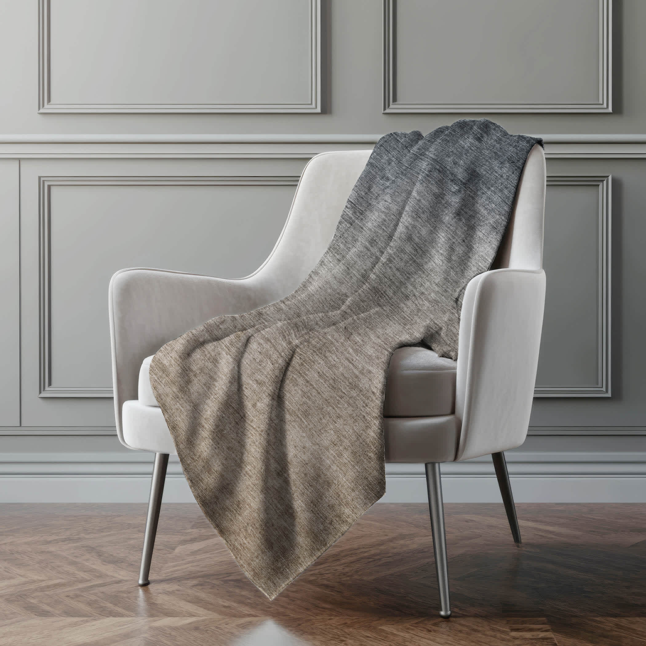 Addison Rugs Premium Machine Washable Addison ASB569 Gray 50 x 70 inches Sherpa Throw Blanket