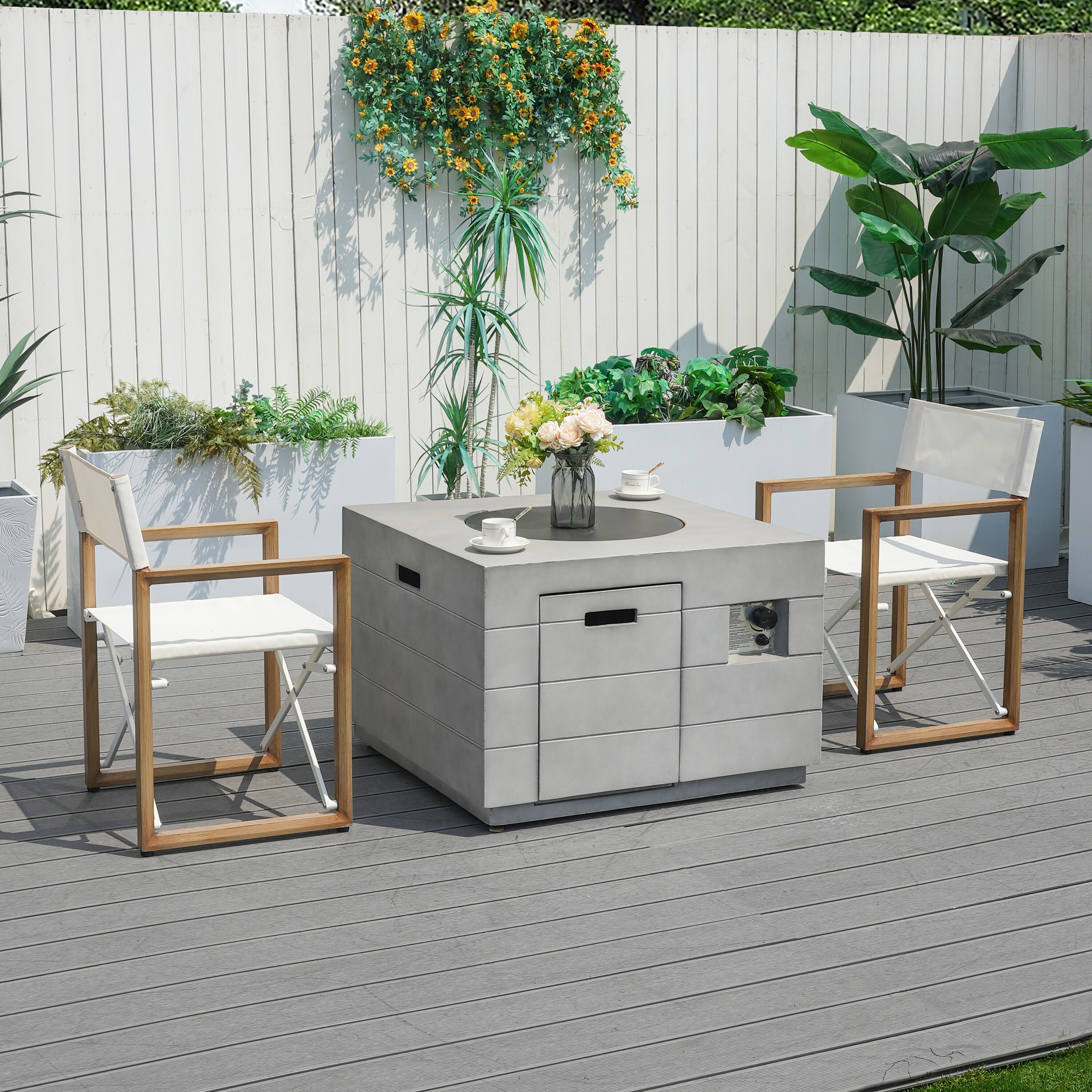 Direct Wicker DWG-2140G&22508 3 -Piece Patio Conversation Set with White