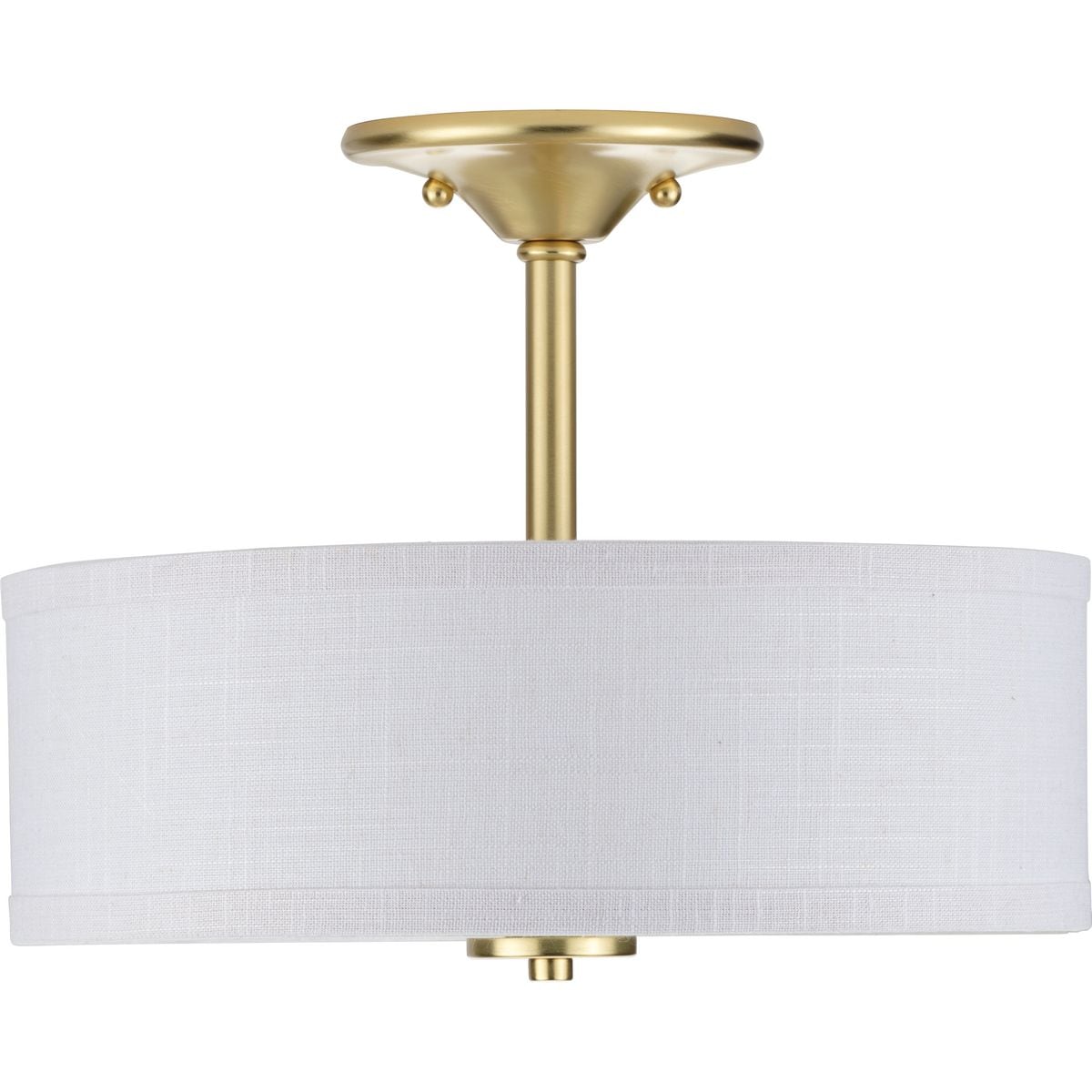 Satin Brass Semi-Flush Mount with Linen Shade