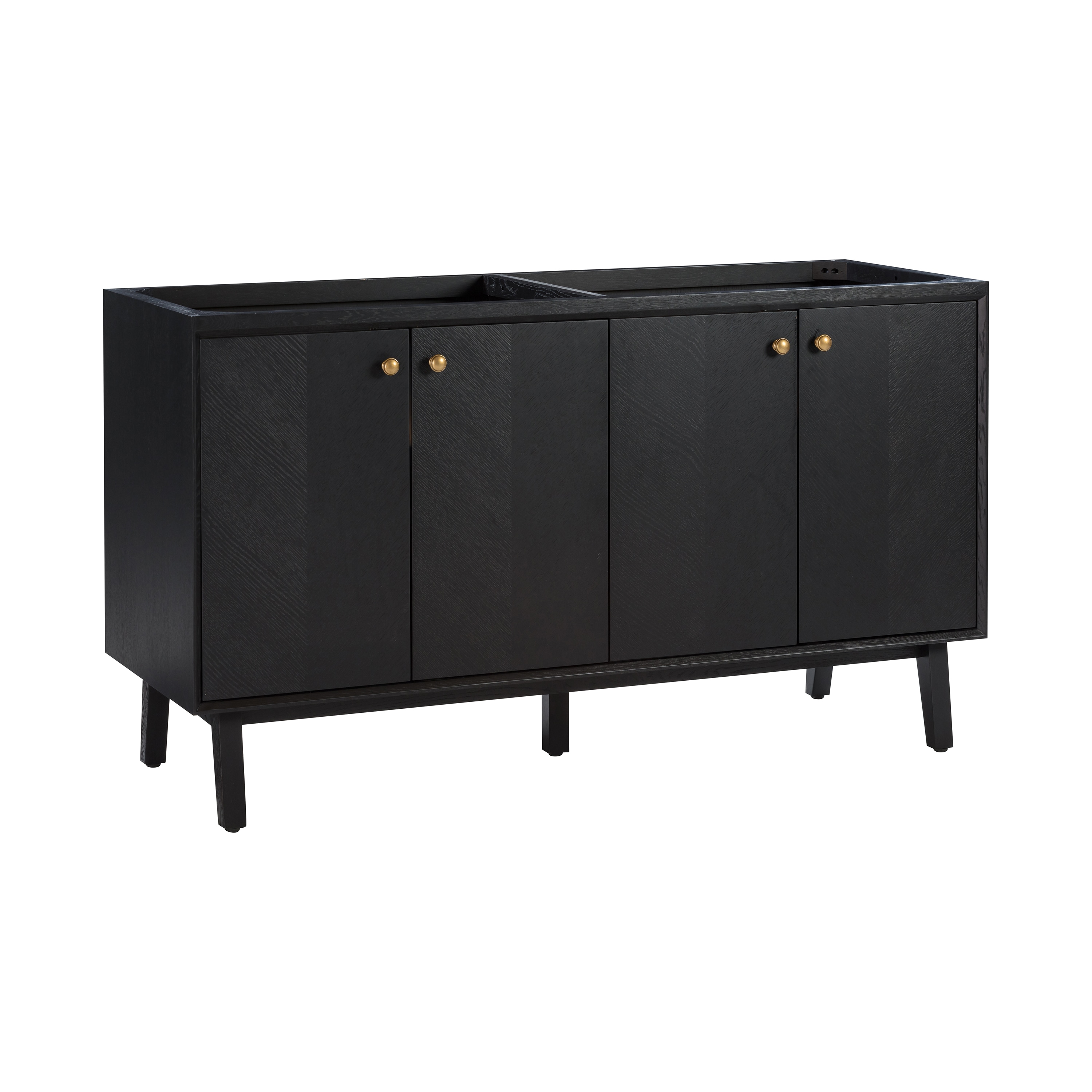 Adele 60'' Black Oak Double Bathroom Vanity Base