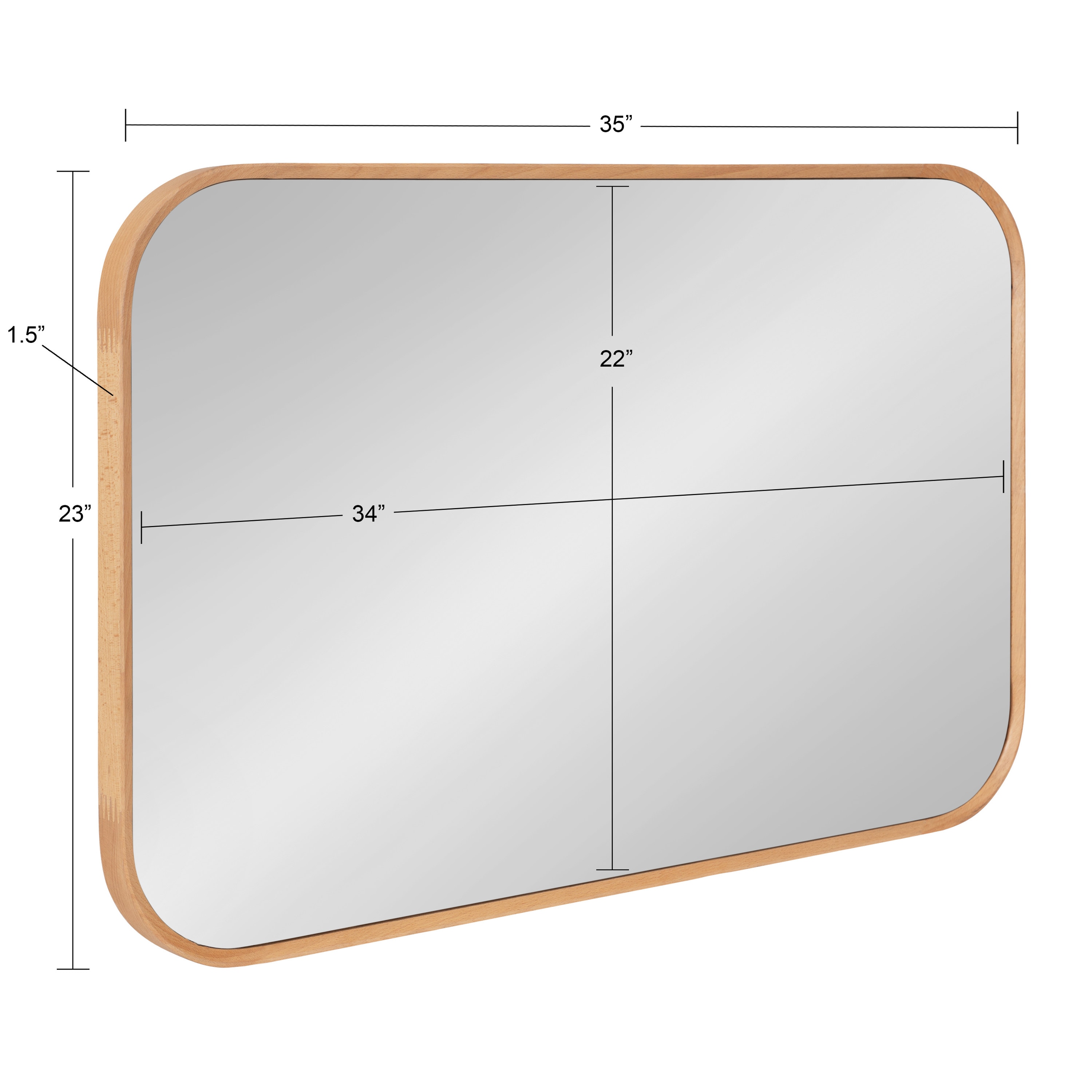 Scandinavian Inspired Natural Wood Rounded Rectangular Wall Mirror