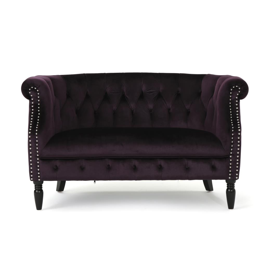 Best Selling Home Decor 302212 Milan 51.50-in Glam Blackberry and dark brown Velvet 2 -seater Loveseat
