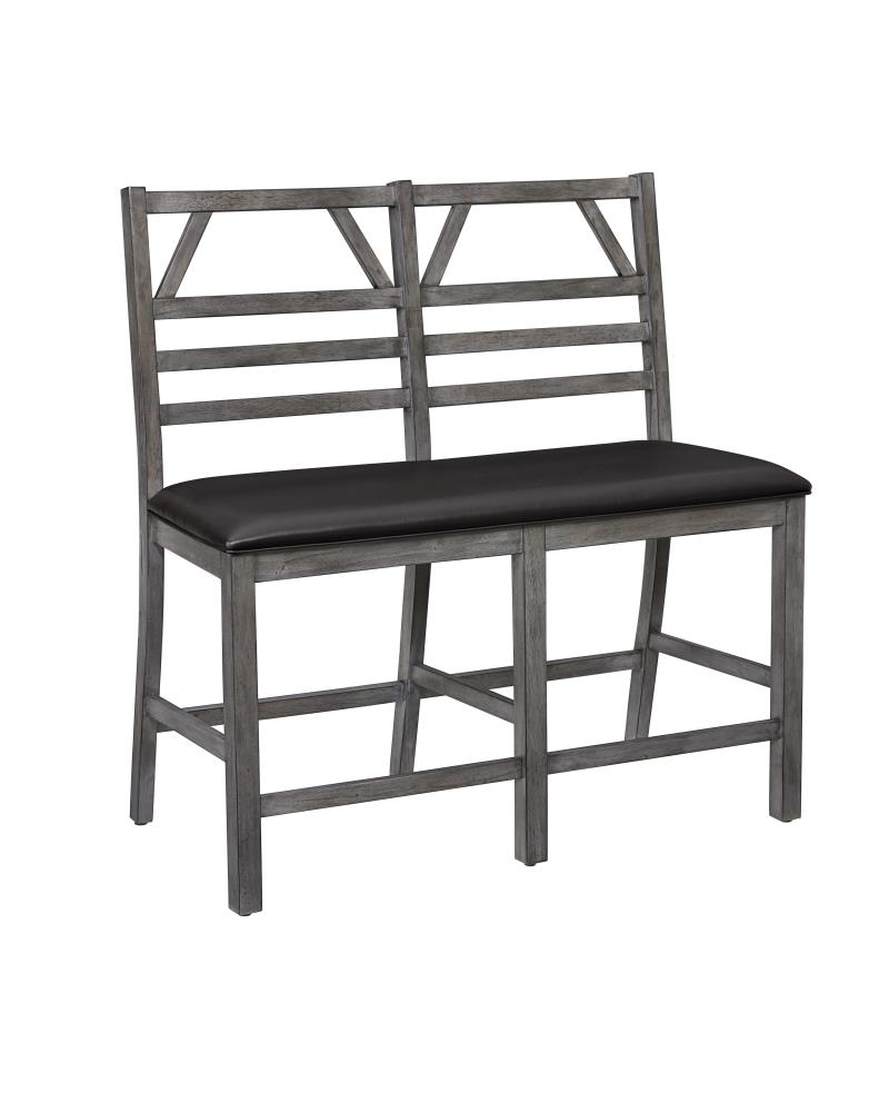 Progressive Furniture D898-70 Trusses Upholstered Counter Bench in Gray Stone