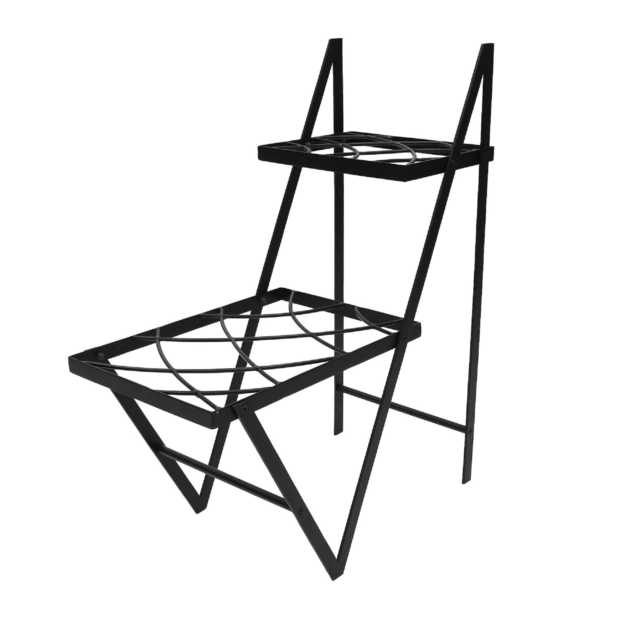 Black Zig-Zag Iron Indoor Outdoor Plant Stand