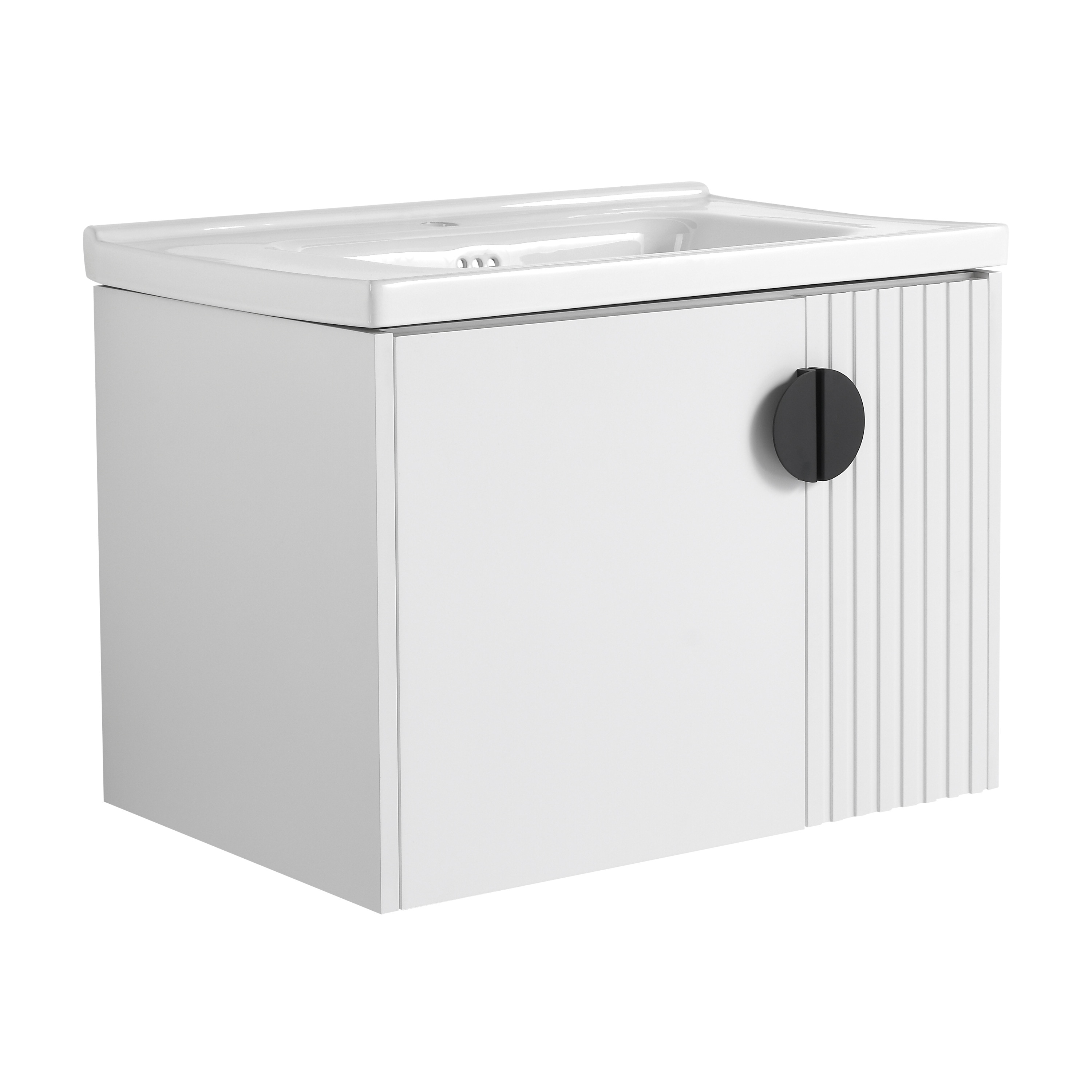 LIVACA - 28 inch White Plywood Bathroom Vanity with Ceramic Sink with Soft Close Door