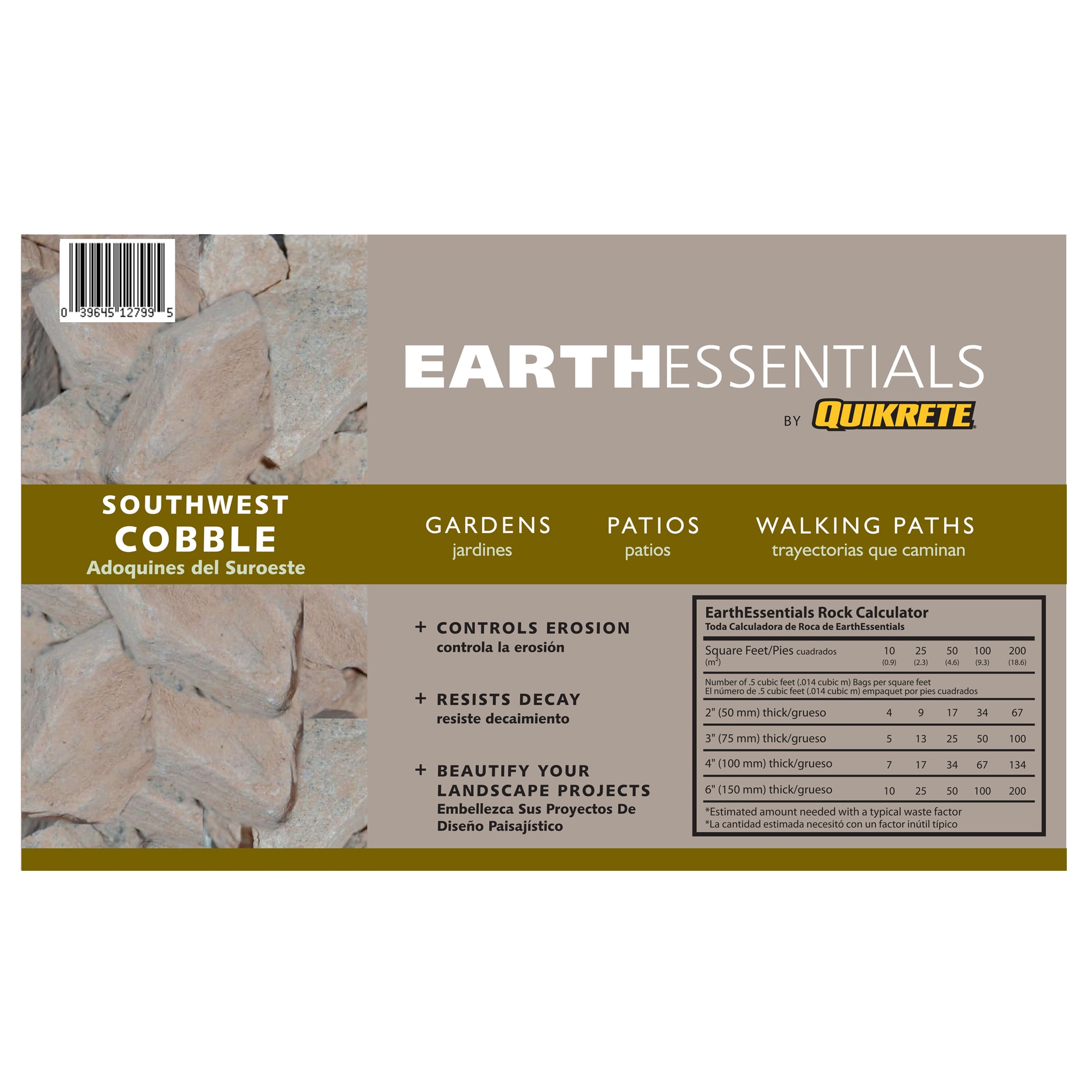 EARTHESSENTIALS BY QUIKRETE 127995 Southwest Cobble 0.5 Cubic feet 50-lb Off-white Decorative rock ( 0.5 - 3.0-in Rock Size )