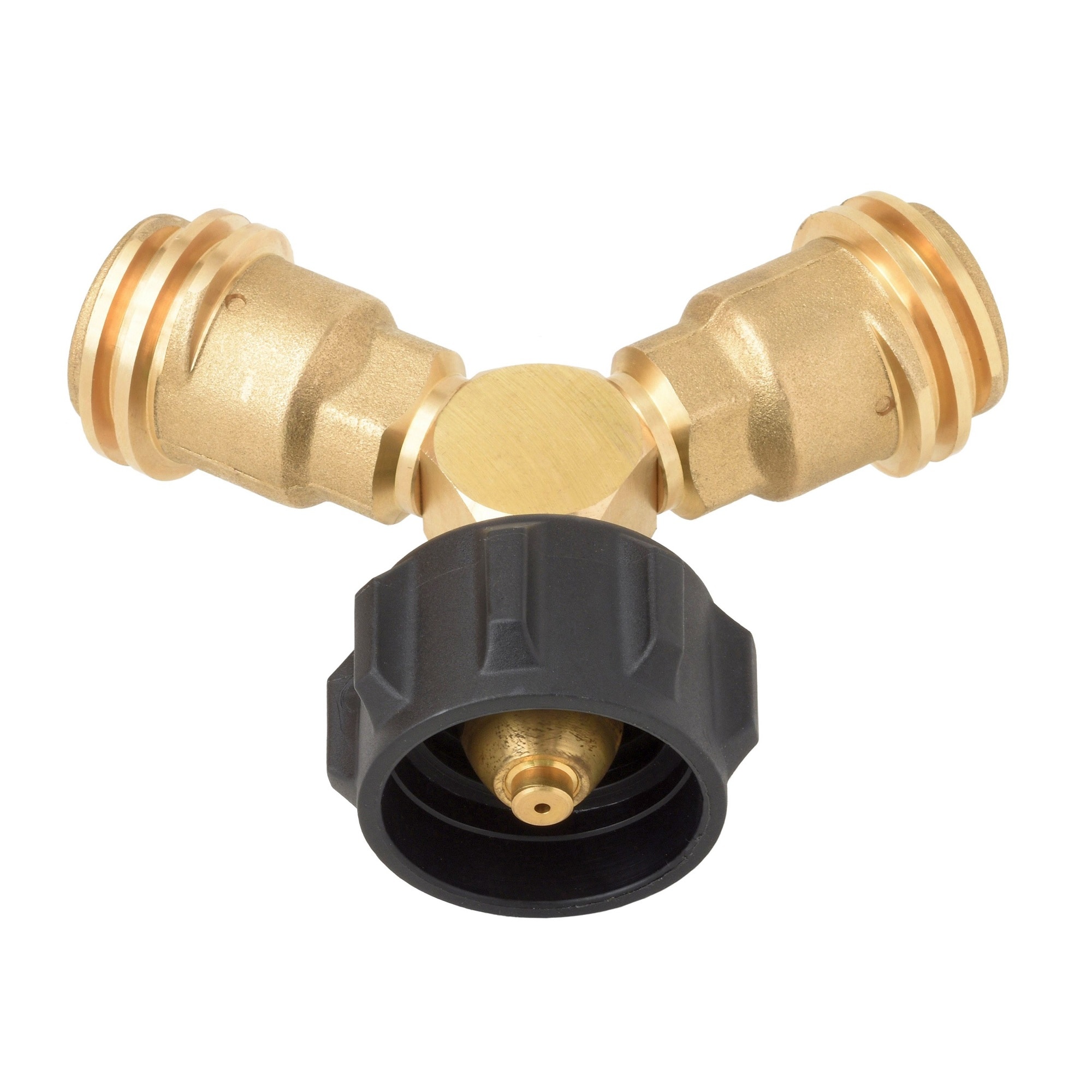 Flame King AB225 Y-Splitter, 2-Way LP Connector for Propane Tanks Brass Propane tank adapter