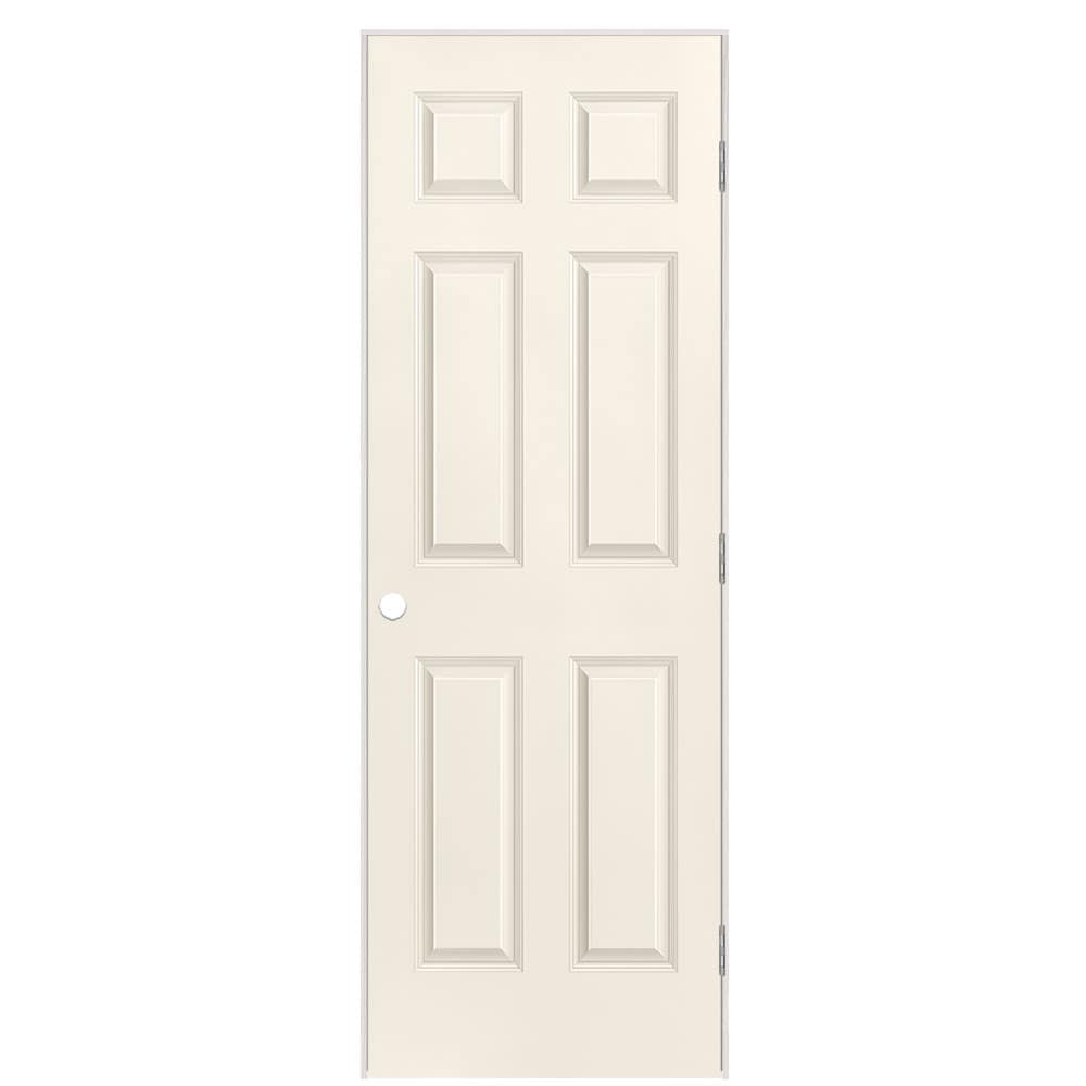 Masonite 1317338 28-in x 80-in Moonglow Solid core 6-panel Right hand Smooth Prefinished Molded composite Flat Jamb Single Prehung Interior Door