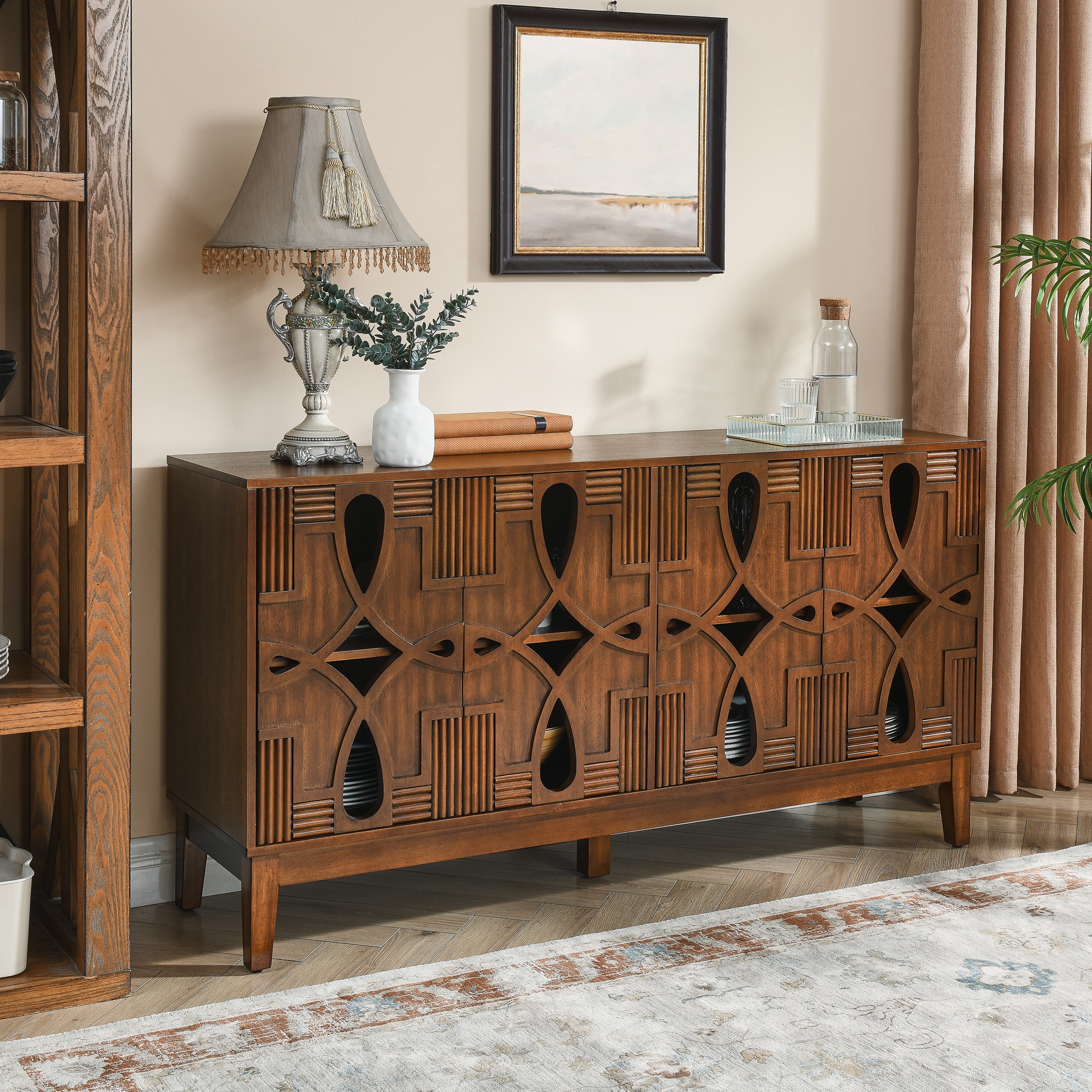 Bayfeve BF-187006-IN Century Modern Sideboard Rustic Walnut Sideboard