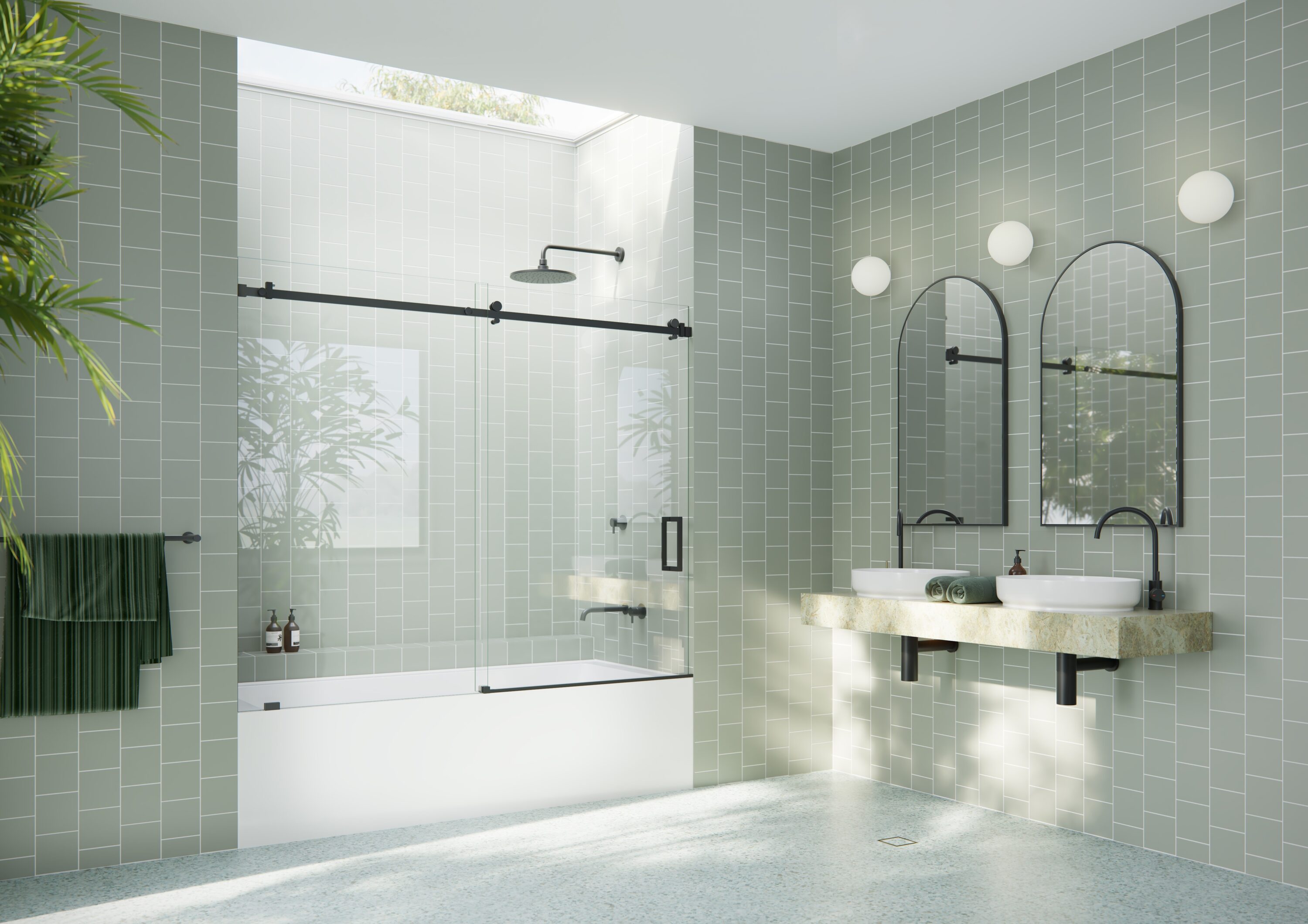 Glass Warehouse B-SQSLD-72-MB Bathtub-Doors - View #2
