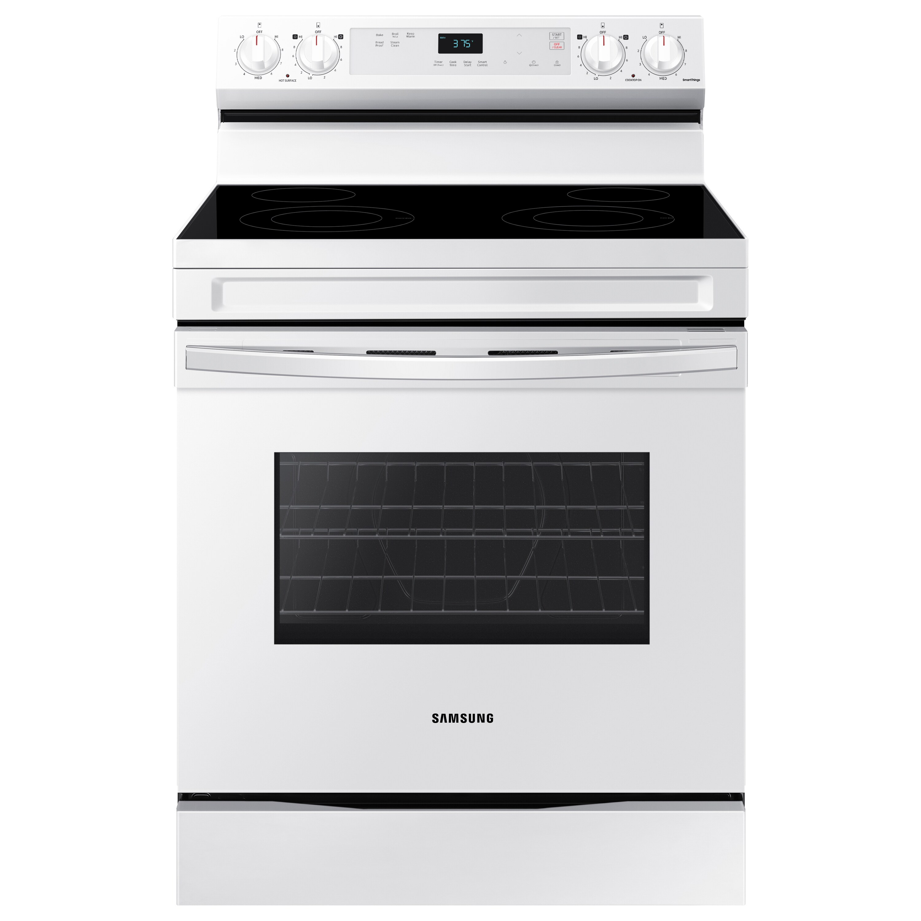 Samsung 30-in Glass Top 4 burners 6.3-cu ft Freestanding Electric Range ( White )