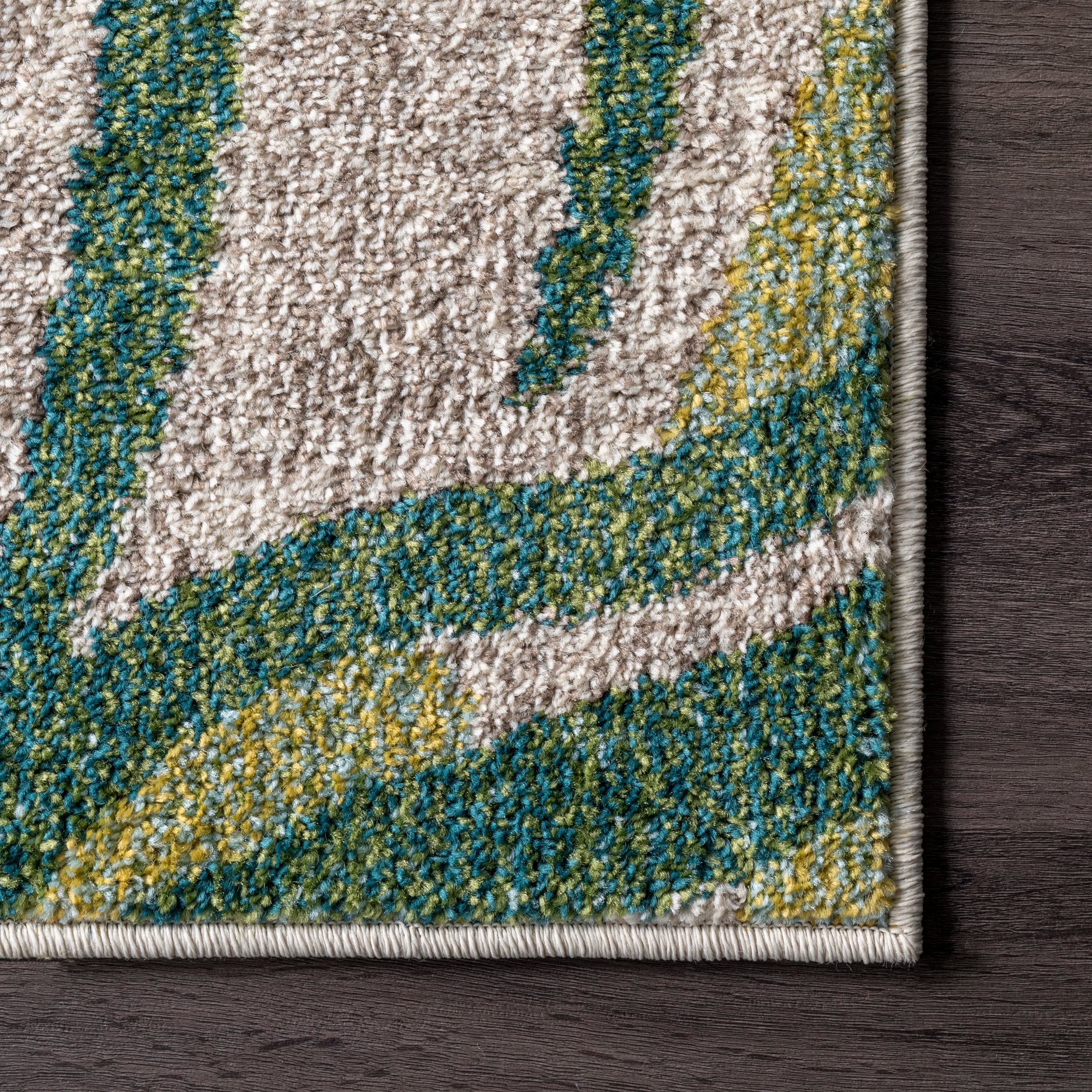 Green Floral Synthetic Easy Care Area Rug, 3' x 5'