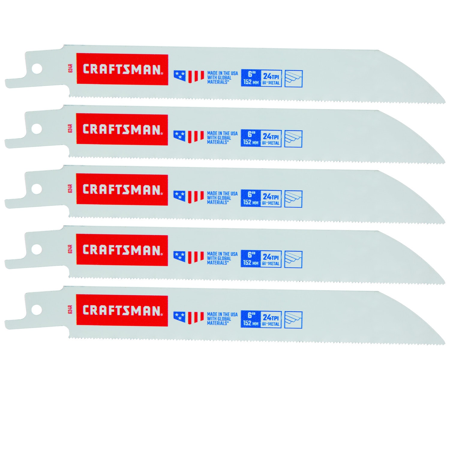 CRAFTSMAN Bi-metal 6-in 24 TPI Metal cutting Reciprocating Saw Blade 5 -Pack