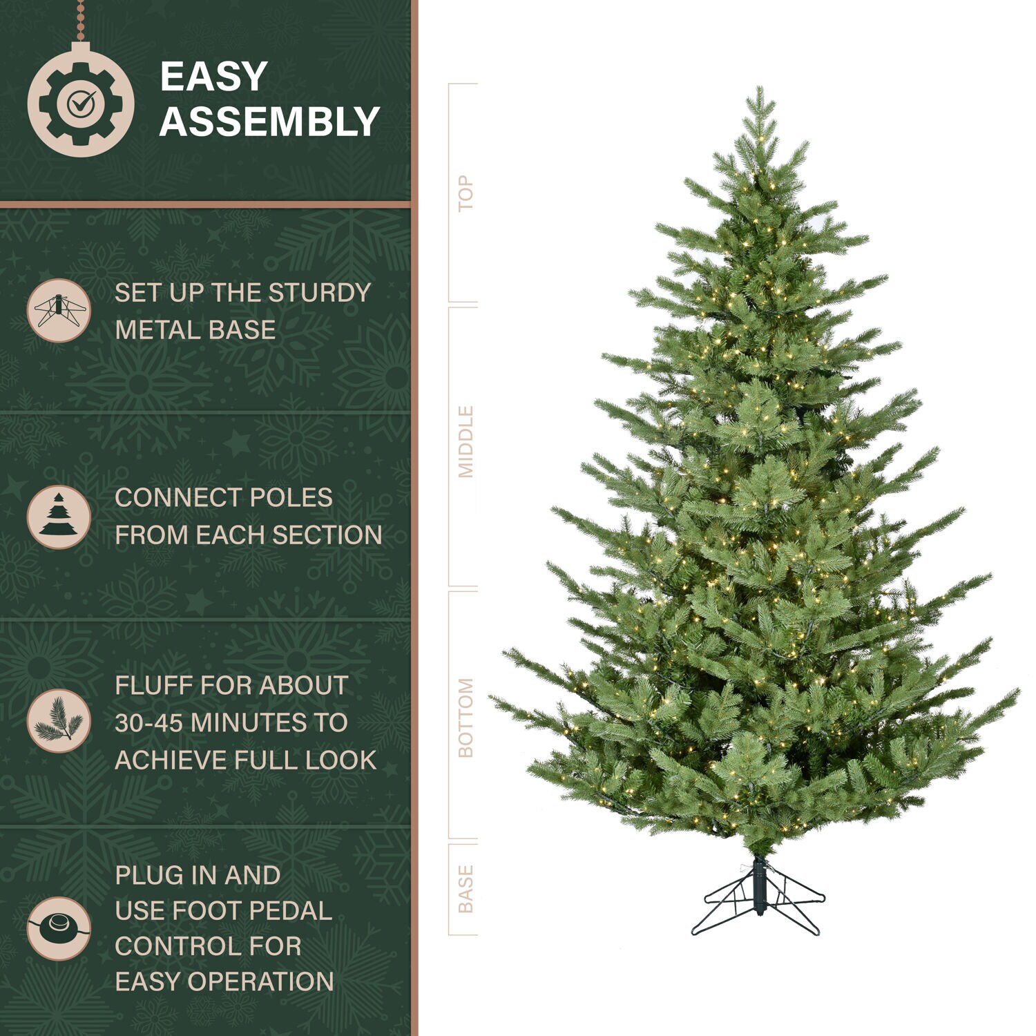 Fraser Hill Farm 9-ft Foxtail Pine Artificial Christmas Tree with LED ...