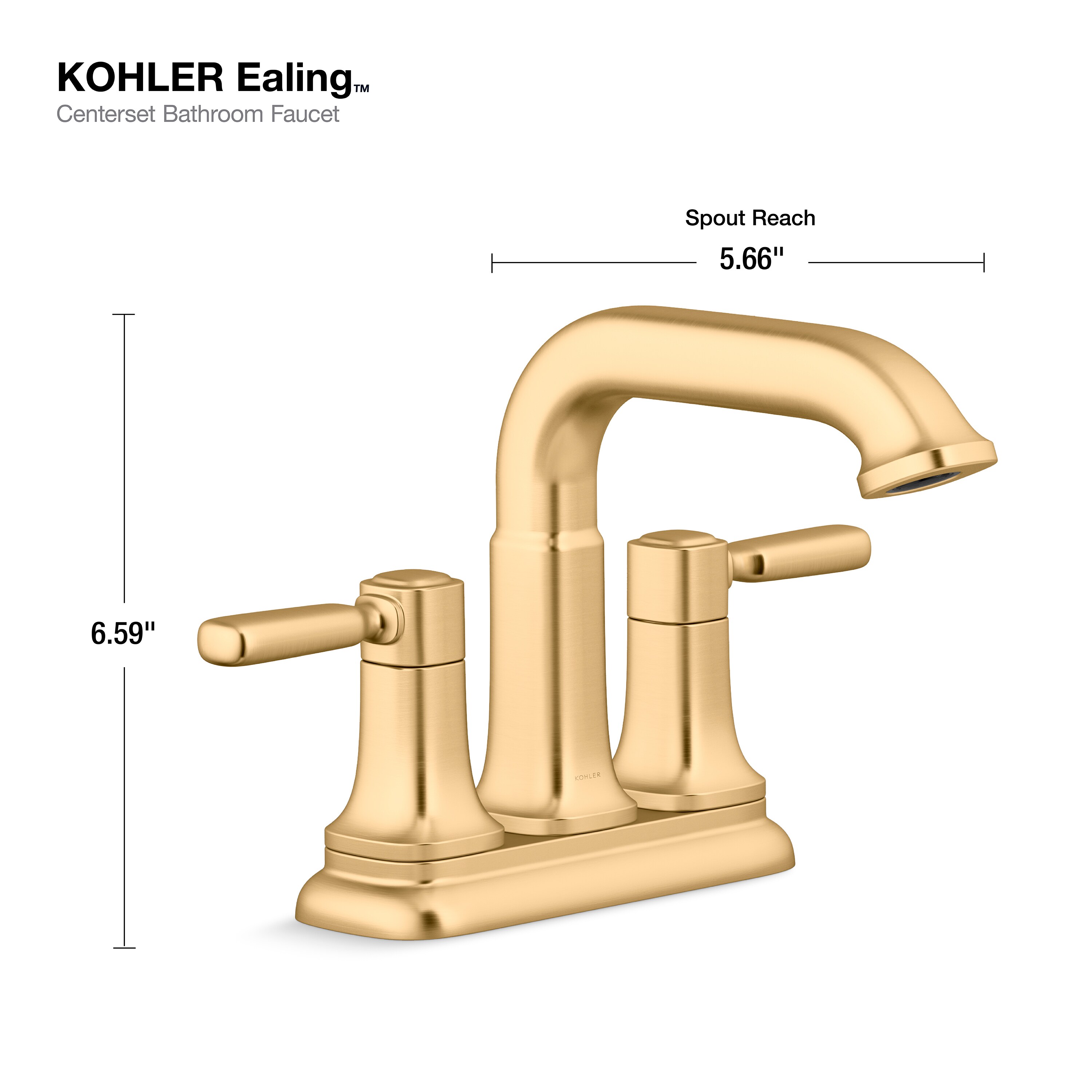 Kohler Ealing Vibrant Brushed Moderne Brass 4 In Centerset 2 Handle Watersense Bathroom Sink 7591