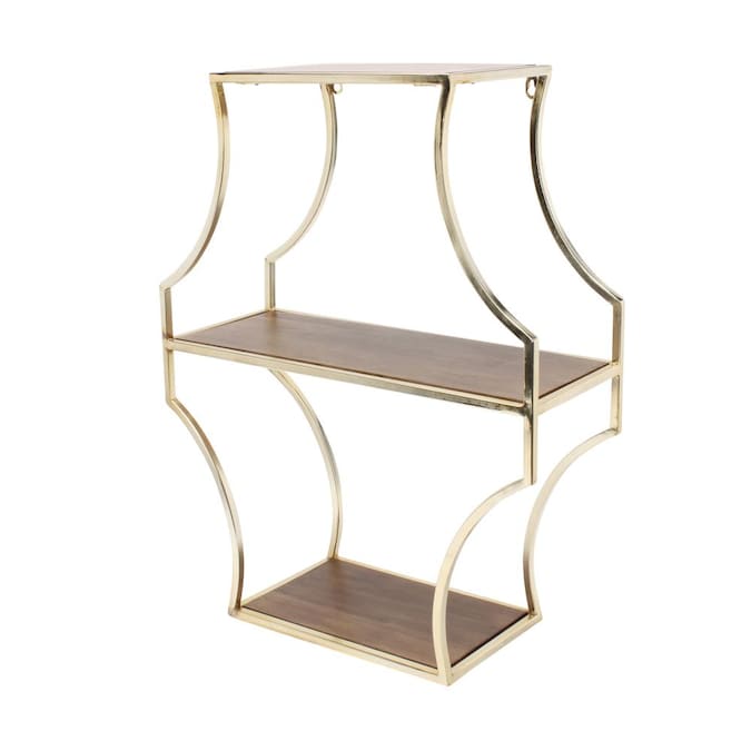 Kate And Laurel Gold 20 In L X 8 D Metal Tiered Shelf The Wall Mounted Shelving Department At Com - Gold Quatrefoil Metal Wall Shelf