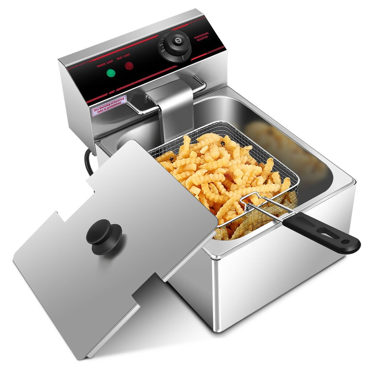 Lumme Stainless Steel Deep Fryer with Removable Basket & Heating Element, ETL Safety Listed, Smart Indicator, Easy to Clean