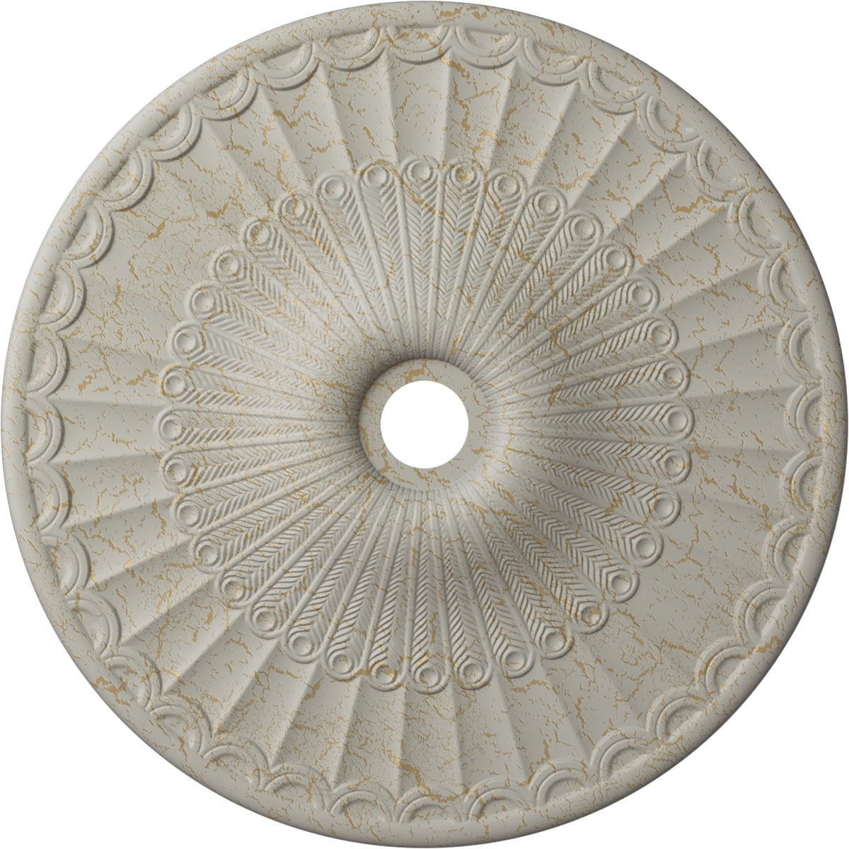 Ekena Millwork CM36GLPCC Galveston 36.625-in W x 36.625-in L Painted Pot Of Cream Crackle Polyurethane Whole Ceiling Medallion