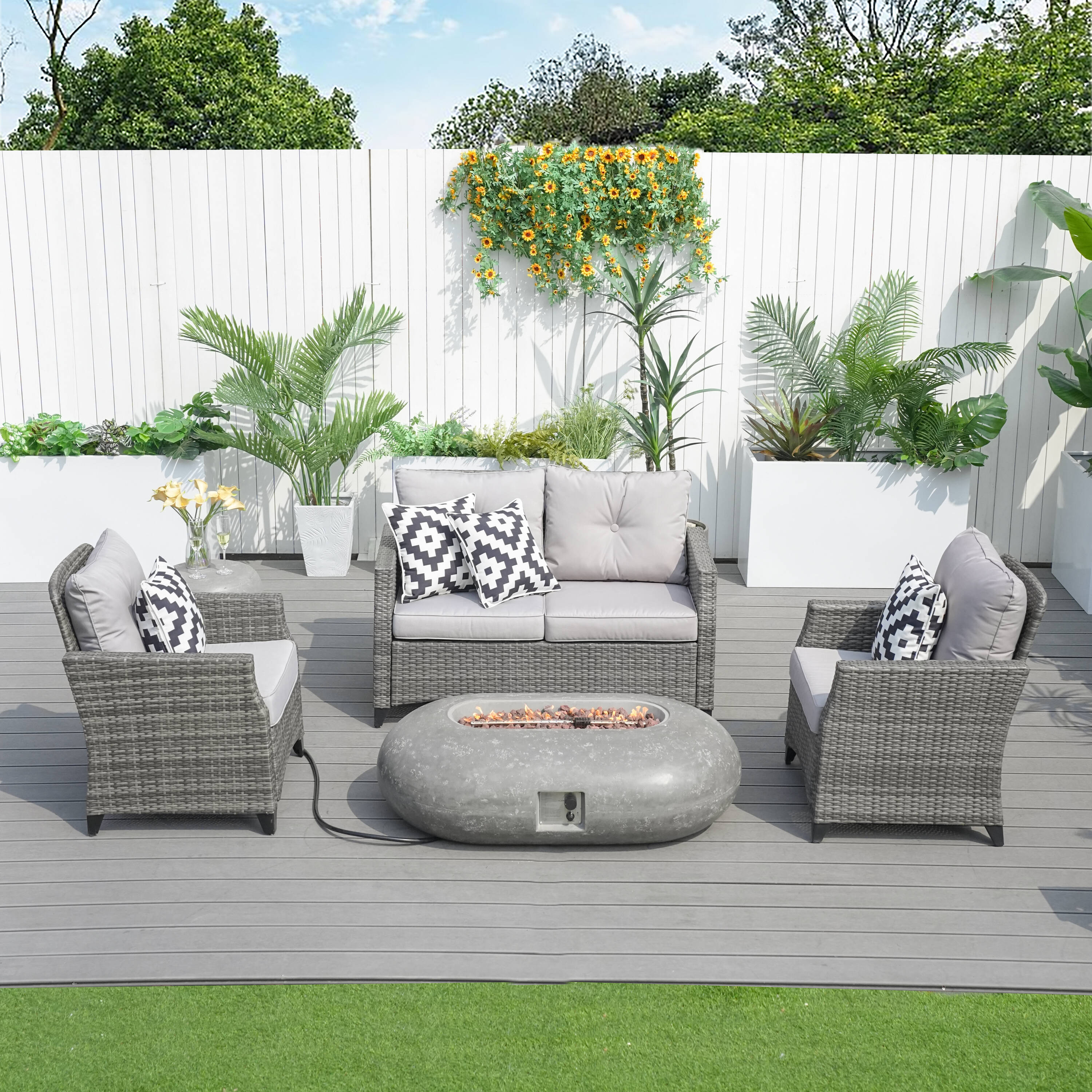 Direct Wicker DWG-1801P24912-GR Patio-Conversation-Sets - View #3