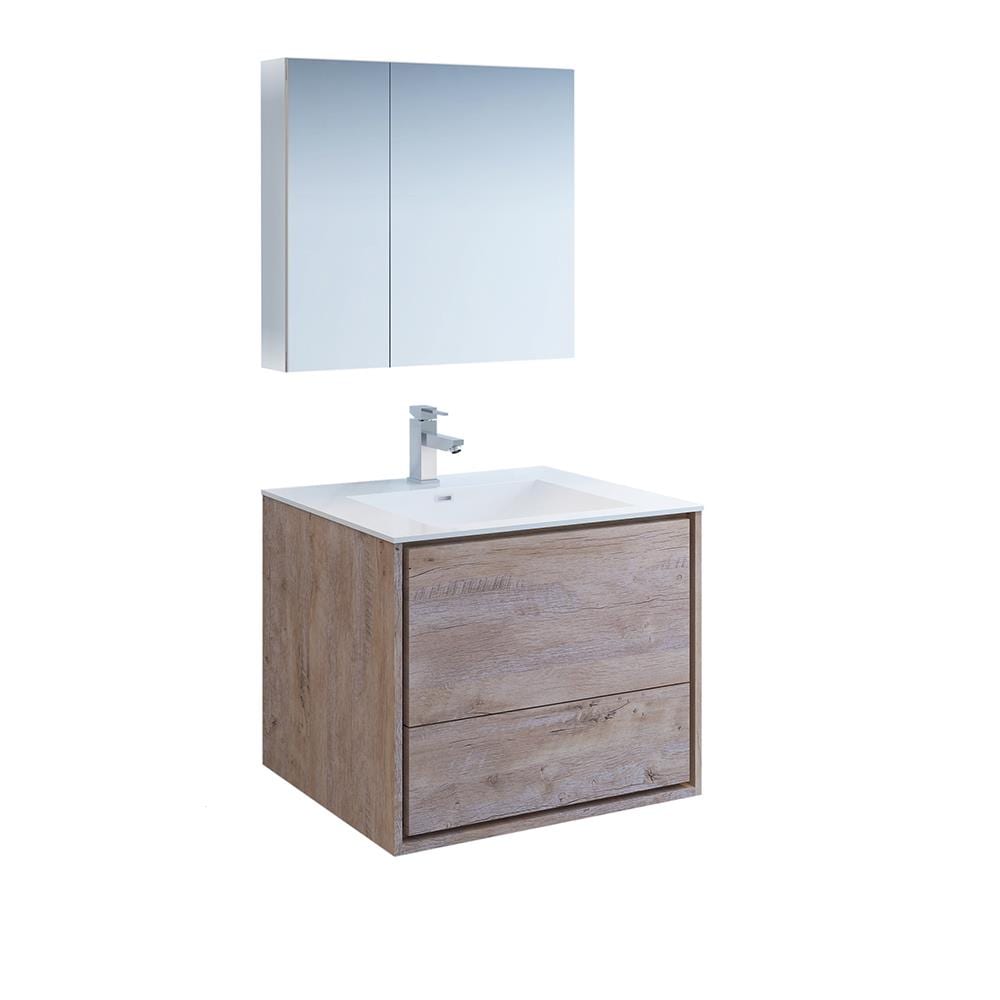 Fresca Senza 30-in Rustic Natural Wood Single Sink Bathroom Vanity with ...