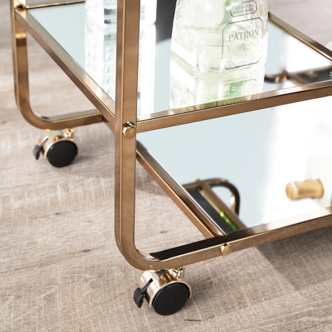 Boston Loft Furnishings Andco 36-in x 33.75-in Gold Rectangle Cart Bar Boston Loft Furnishings Andco 36-in x 33.75-in Gold Rectangle Cart Bar